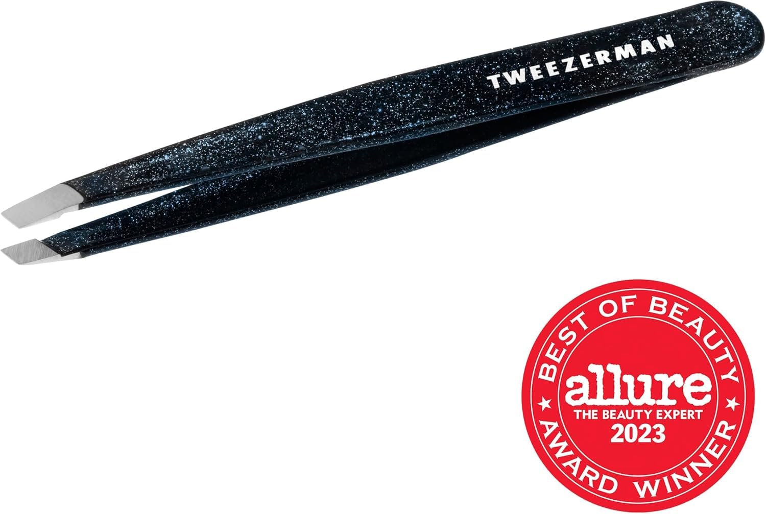 Tweezerman product packaging and label showing award recognition and details