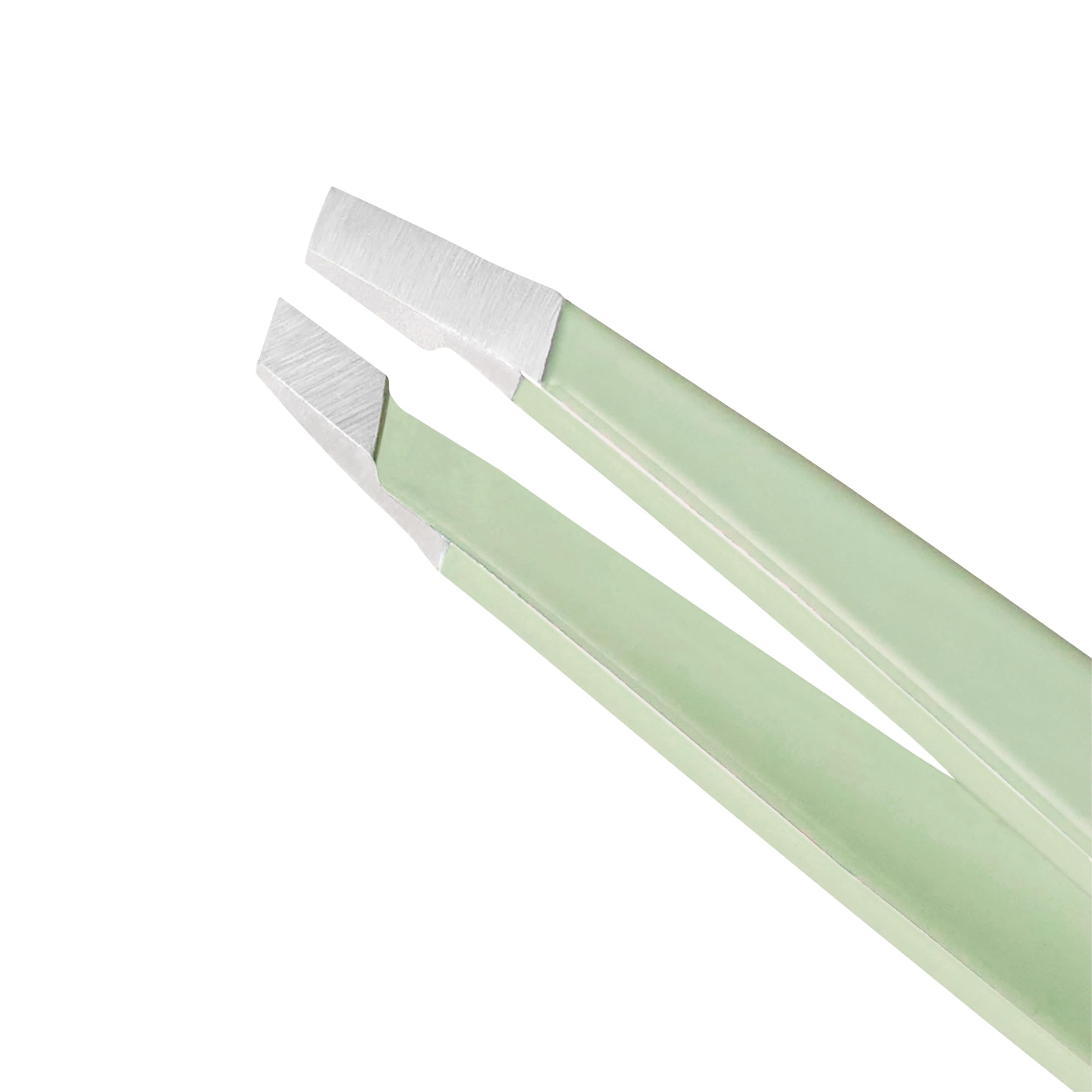 Tweezerman pistachio finish texture highlighting color and easy-grip benefit