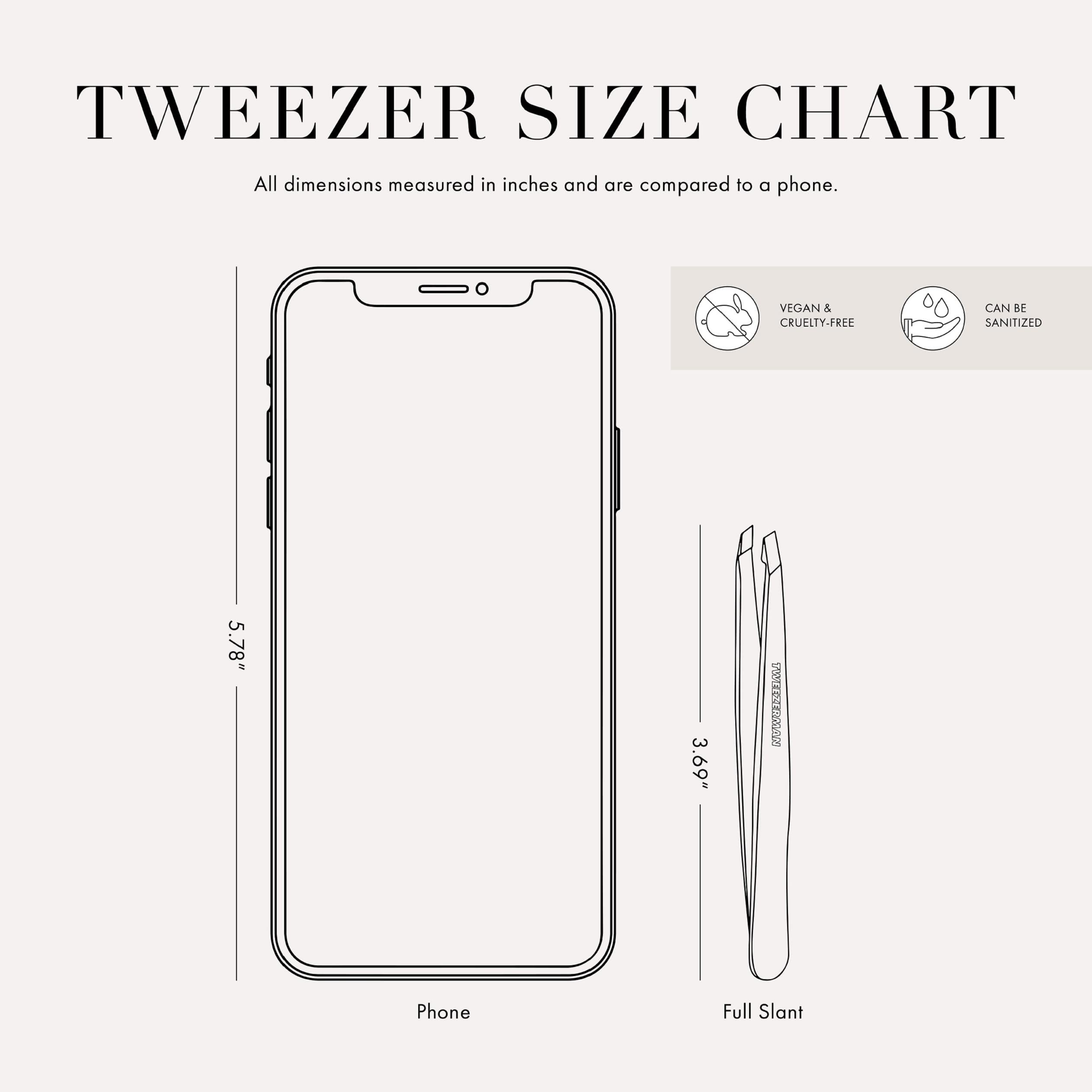 Tweezerman held in hand demonstrating scale and balanced grip for comfortable use