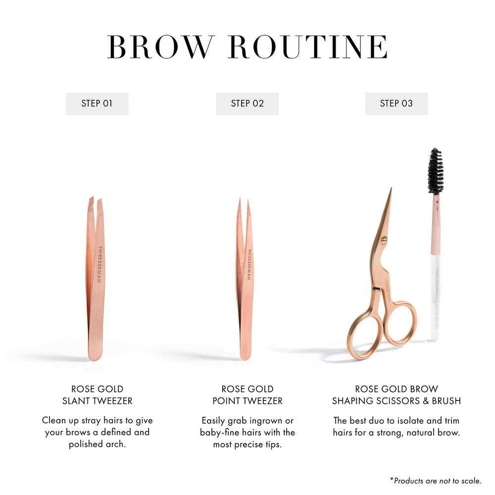 Tweezerman spoolie brush detail showing dense nylon bristles for neat styling