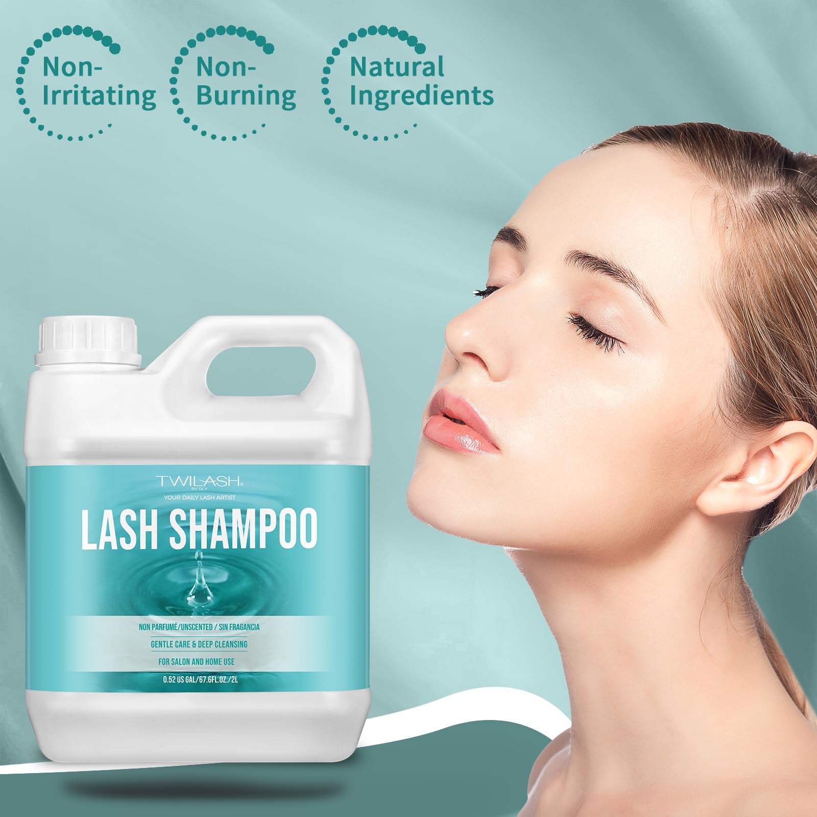 TWILASH BY DLY label close-up showing unscented vegan formula benefits