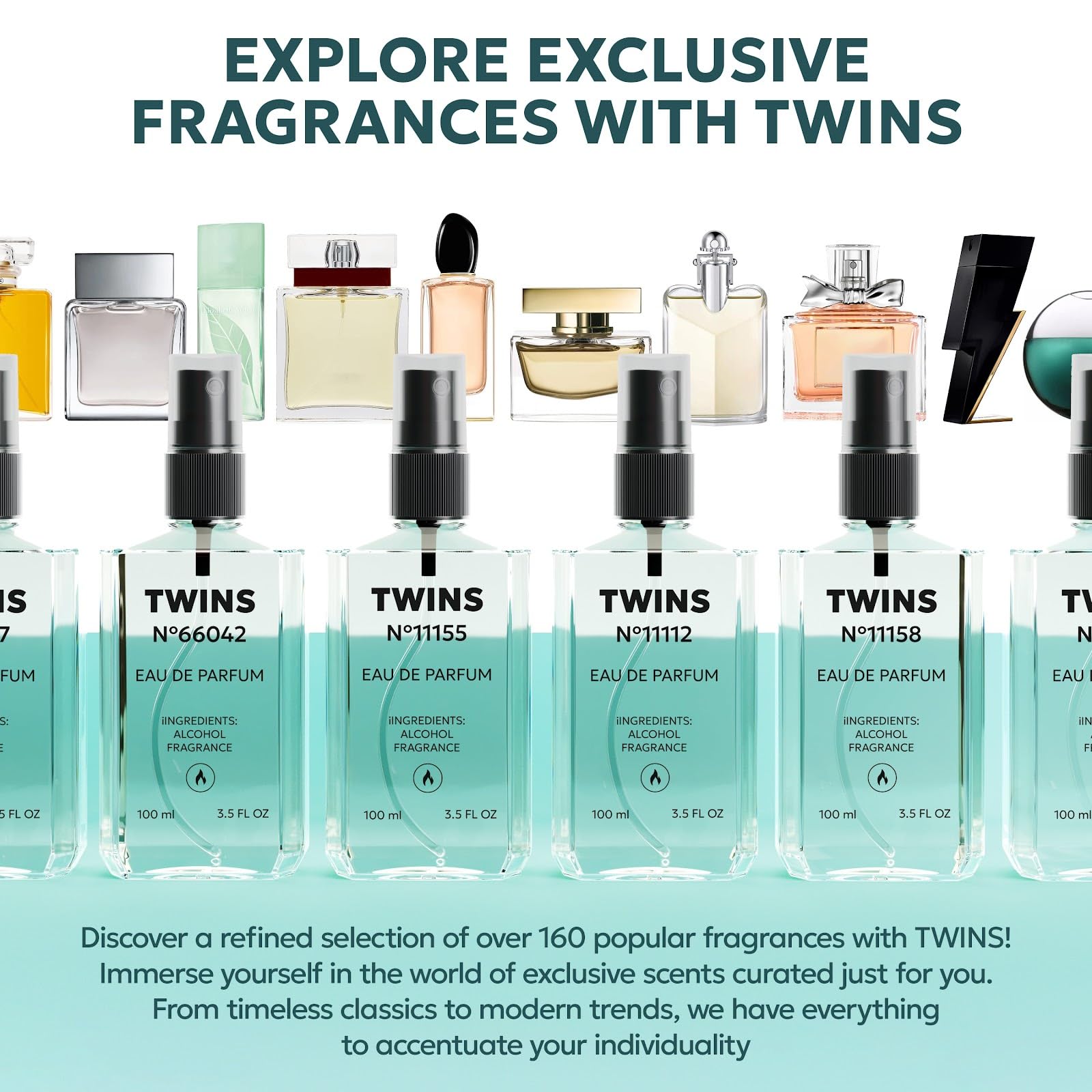 TWINS PARFUM held in hand to show scale and portable 100 ml size