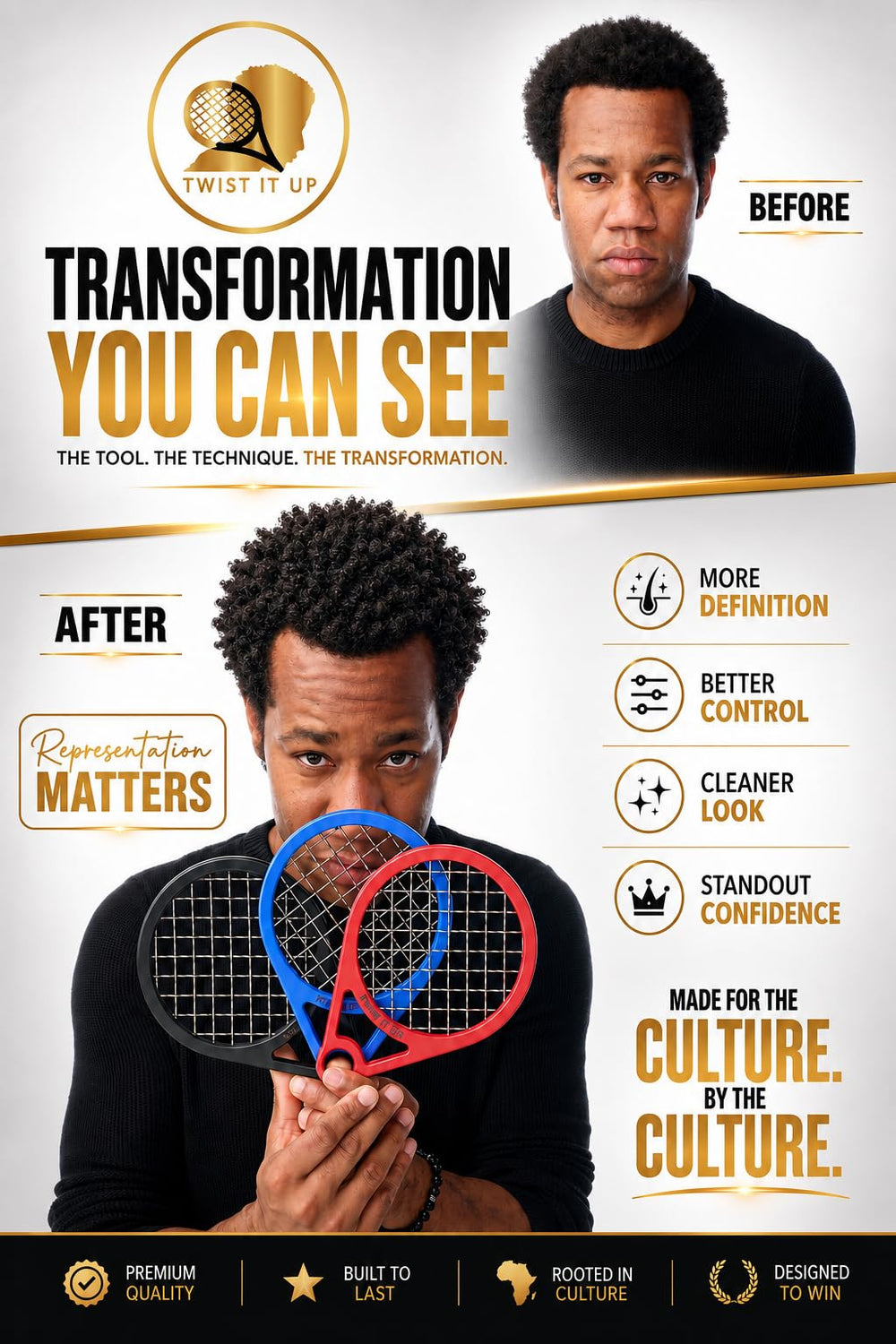 Twist It Up comb patterned face focusing on curl-forming design benefit