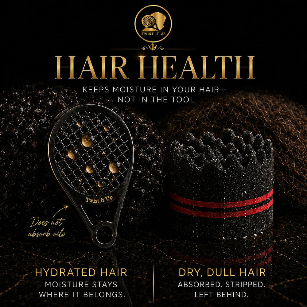 Twist It Up used on textured hair creating uniform twists and coils