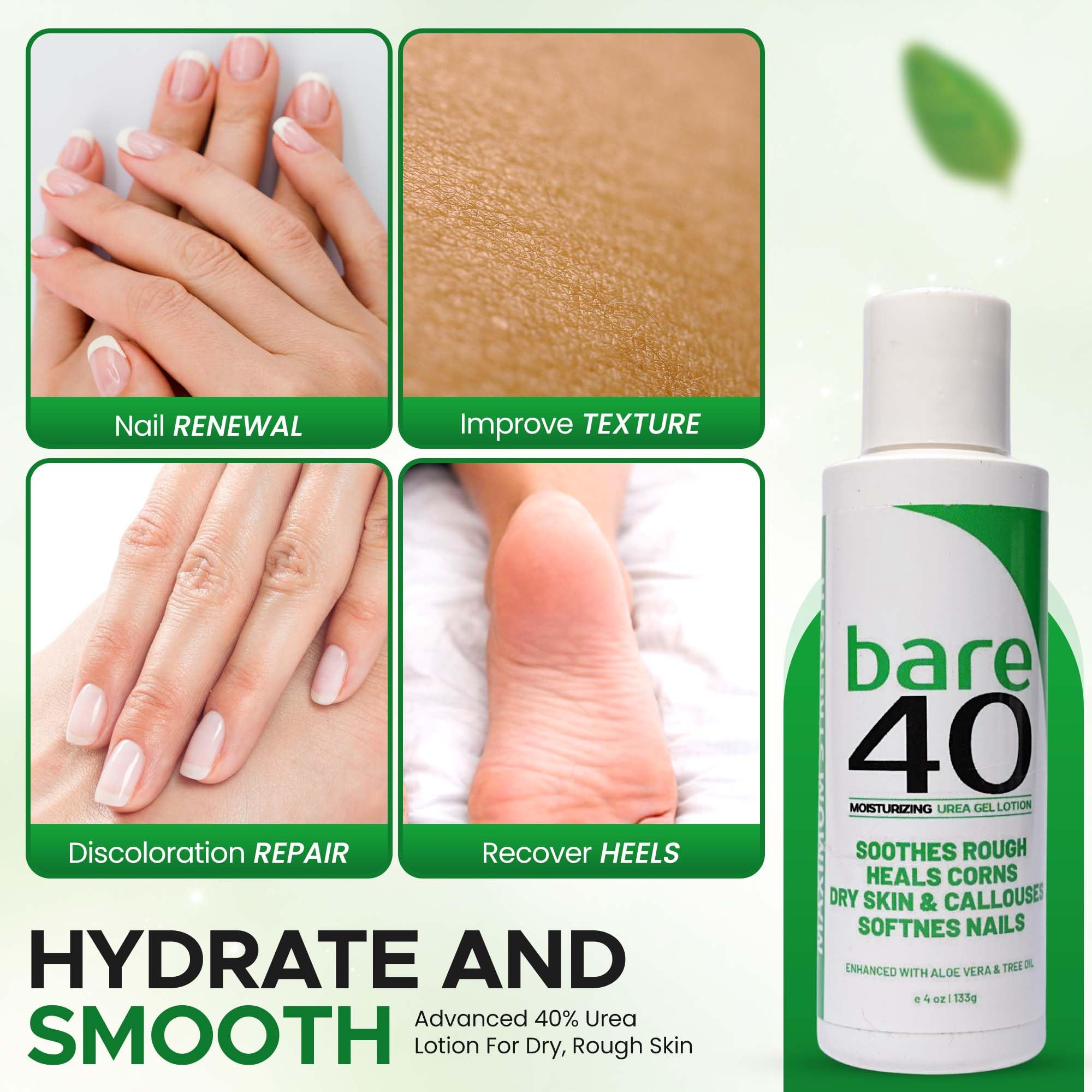 TXLSC BARE 40 lotion texture close-up demonstrating fast absorption