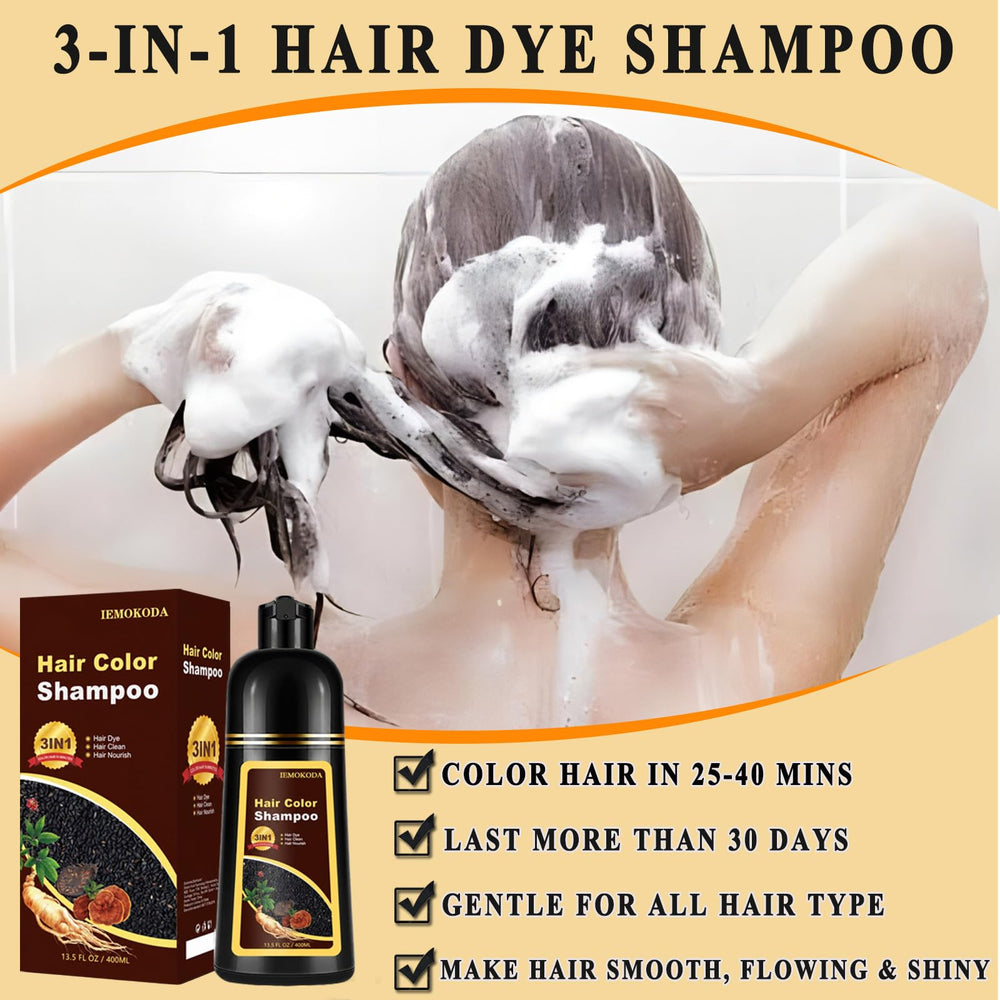 TYAYW applying chestnut brown dye shampoo to hair for quick at-home color
