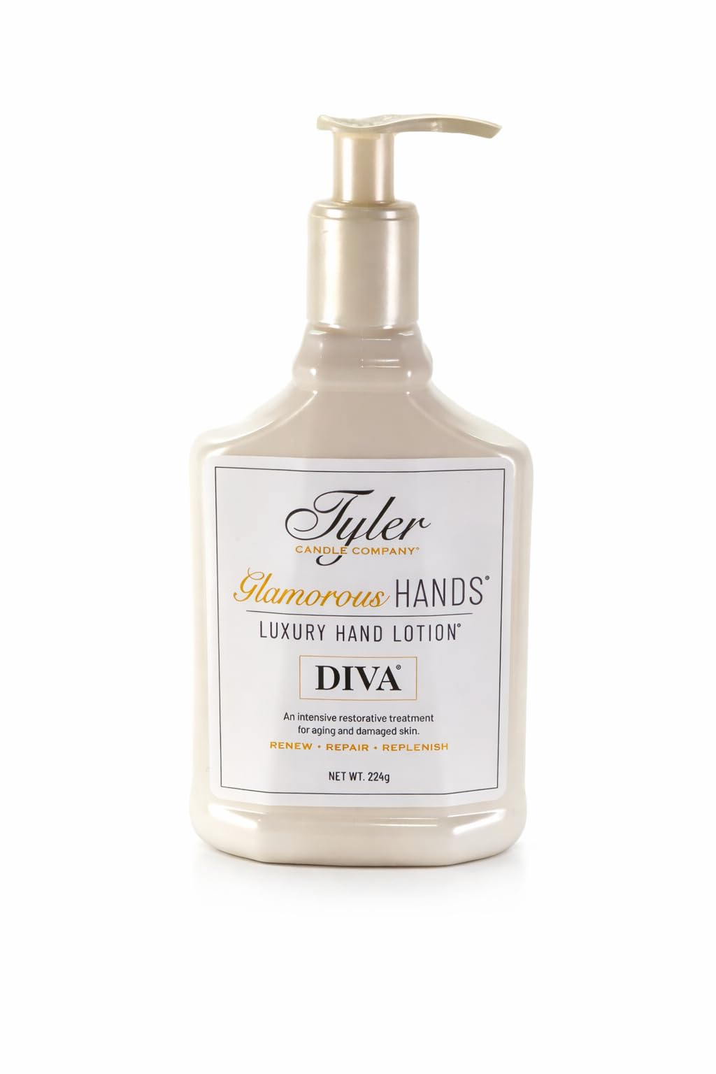 Tyler Candle Company Diva front label showing product name and size for clear identification