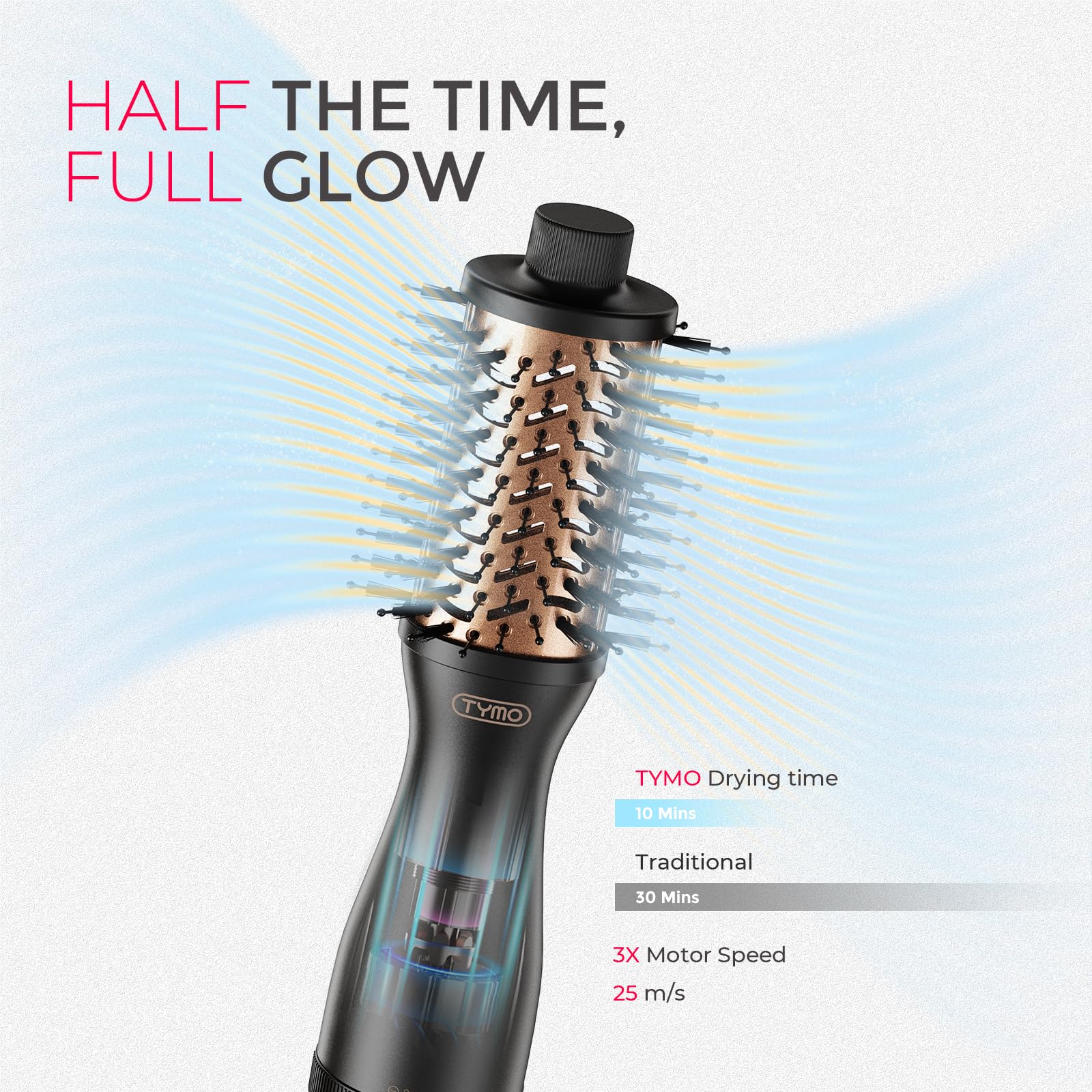 TYMO AIRBEAM MINI barrel closeup highlighting oval shape for root lift and volume