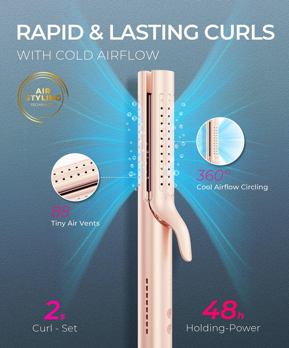 TYMO Airflow 2.0 barrel close-up highlighting airflow vents for longer curls