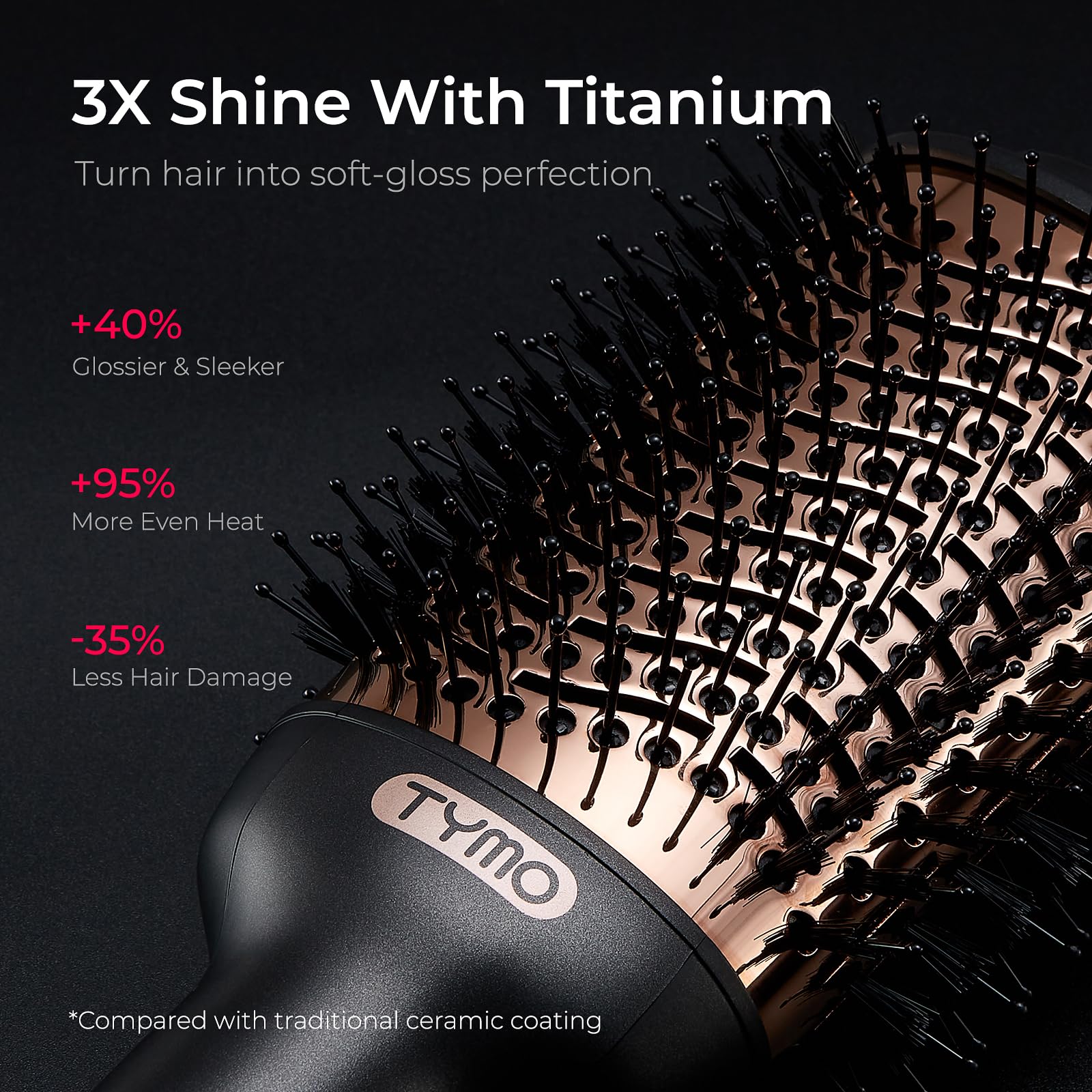 TYMO bristles detail showing root lift and detangling benefit