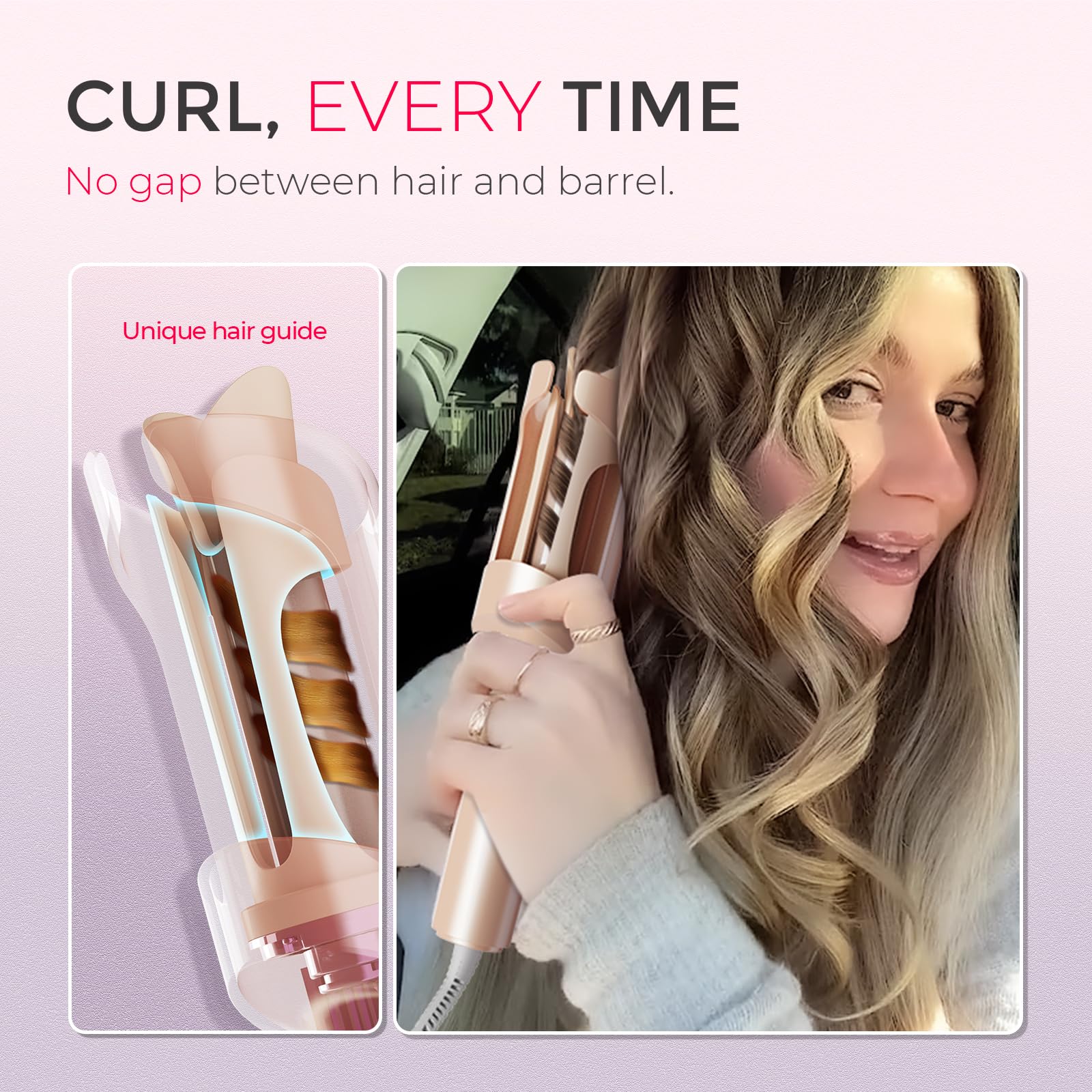 TYMO CURLPRO in use wrapping hair automatically to speed up styling
