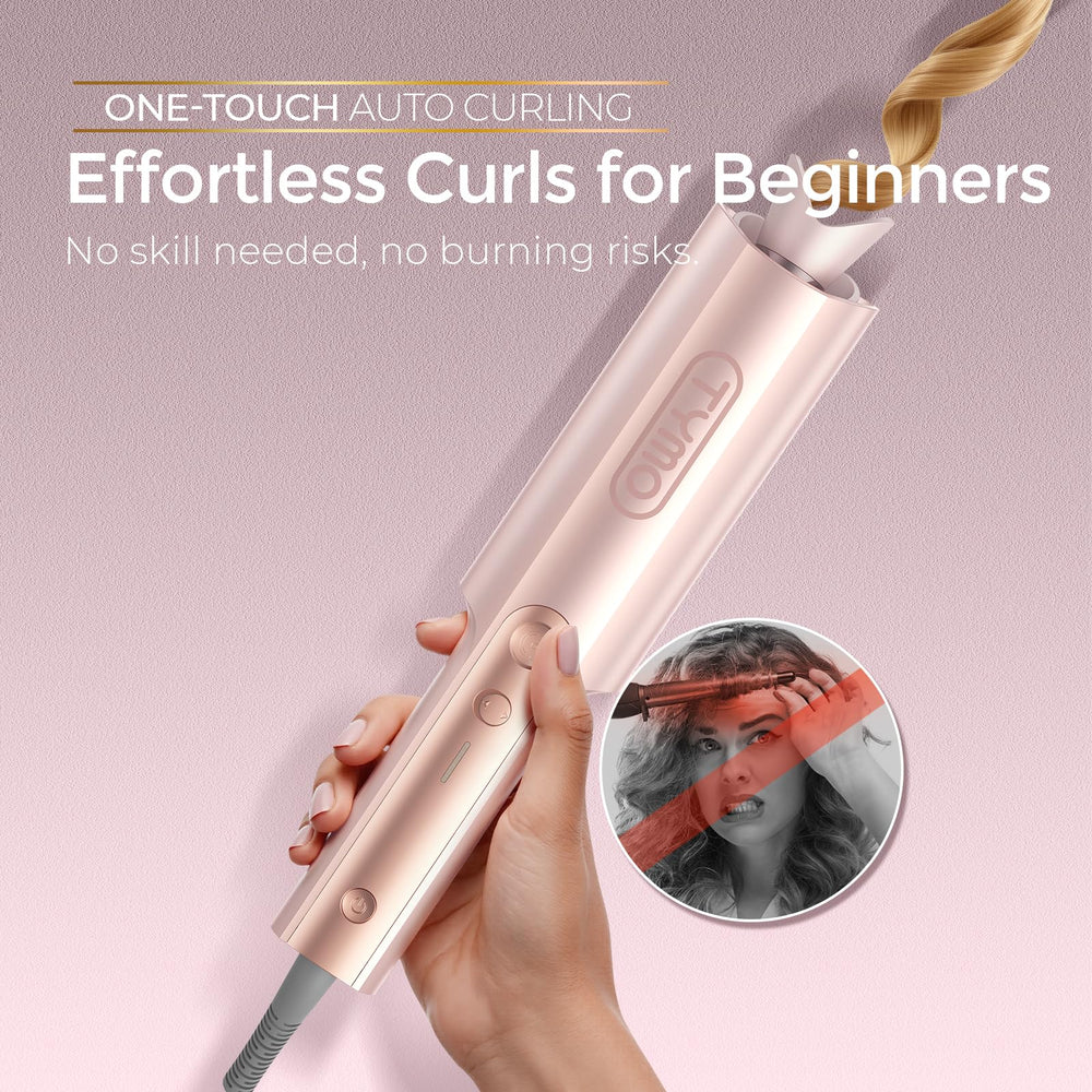 TYMO close-up of long barrel and T-GLOSS ceramic coating for smooth glossy curls
