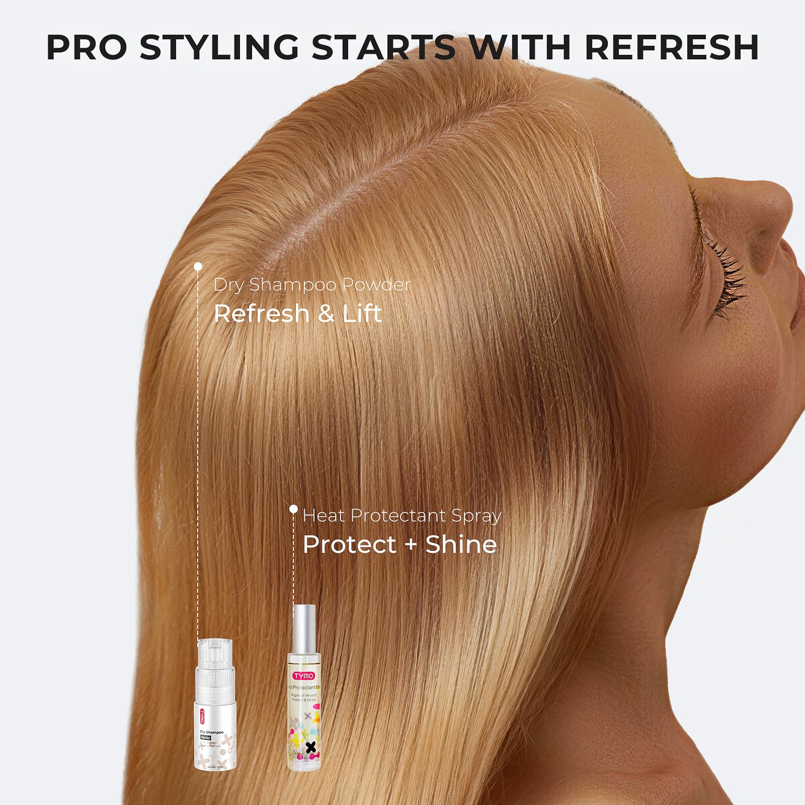 TYMO glass bottle staged in lifestyle setting conveying premium packaging and scent