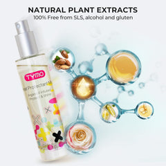 TYMO spray in hand to show portable size and easy application for on-the-go