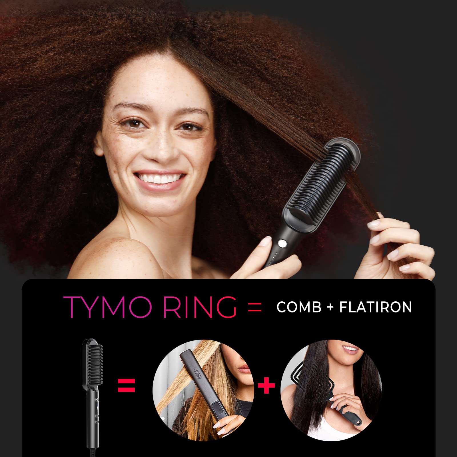 TYMO close-up of heating surface with ionic coating preserving hair shine