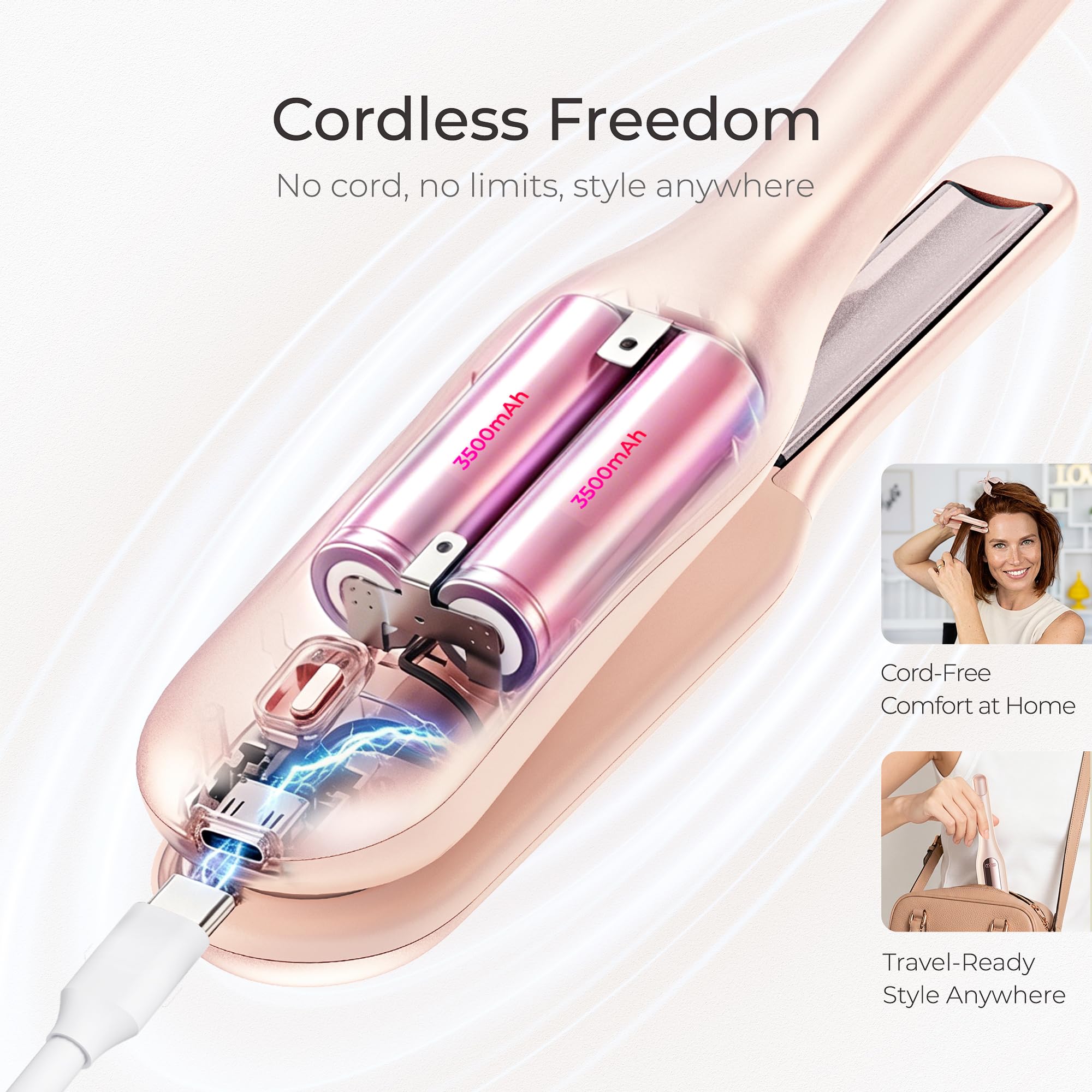 TYMO mini flat iron open showing 0.65-inch plates for detailed short-hair styling