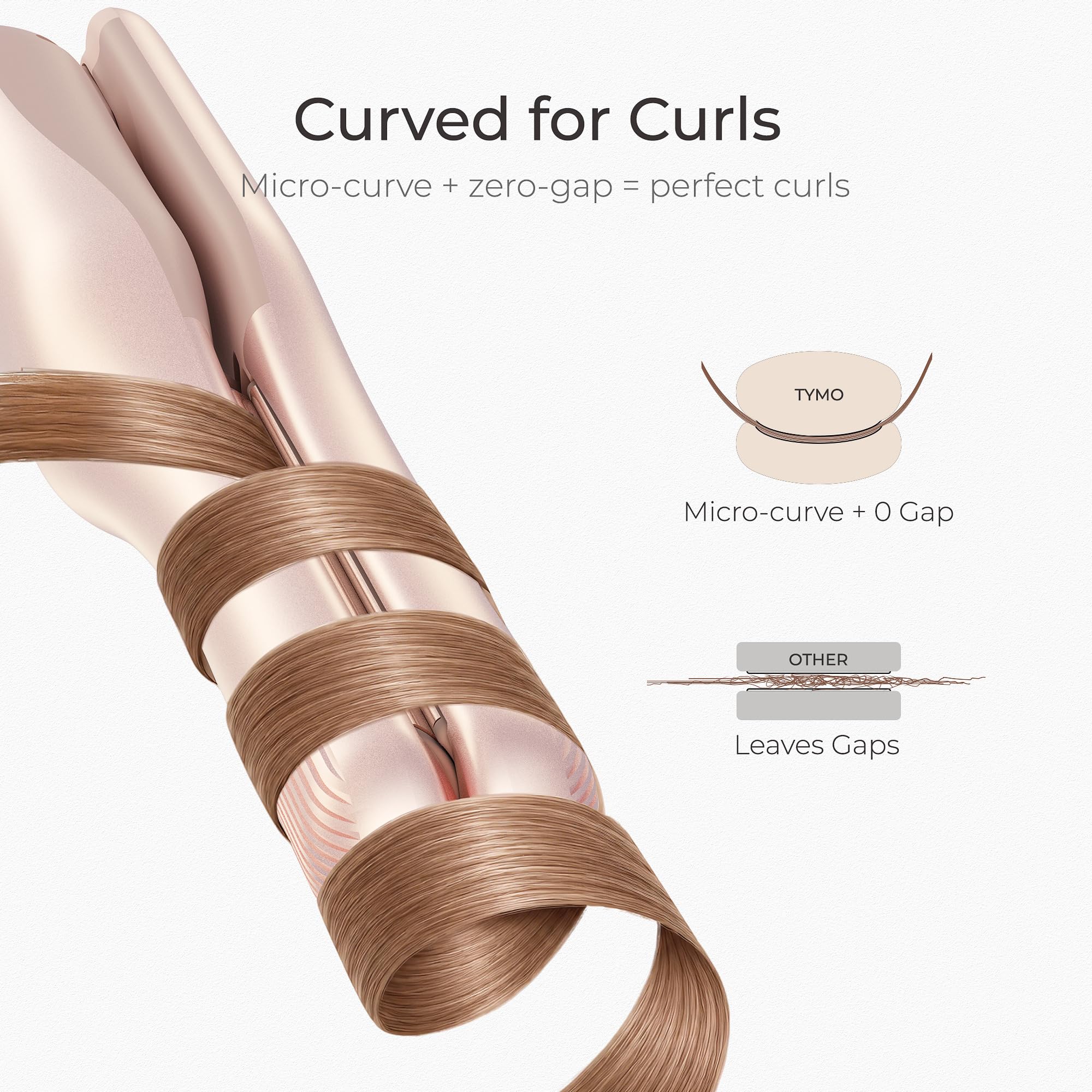 TYMO mini flat iron styling bangs to demonstrate precision and frizz control