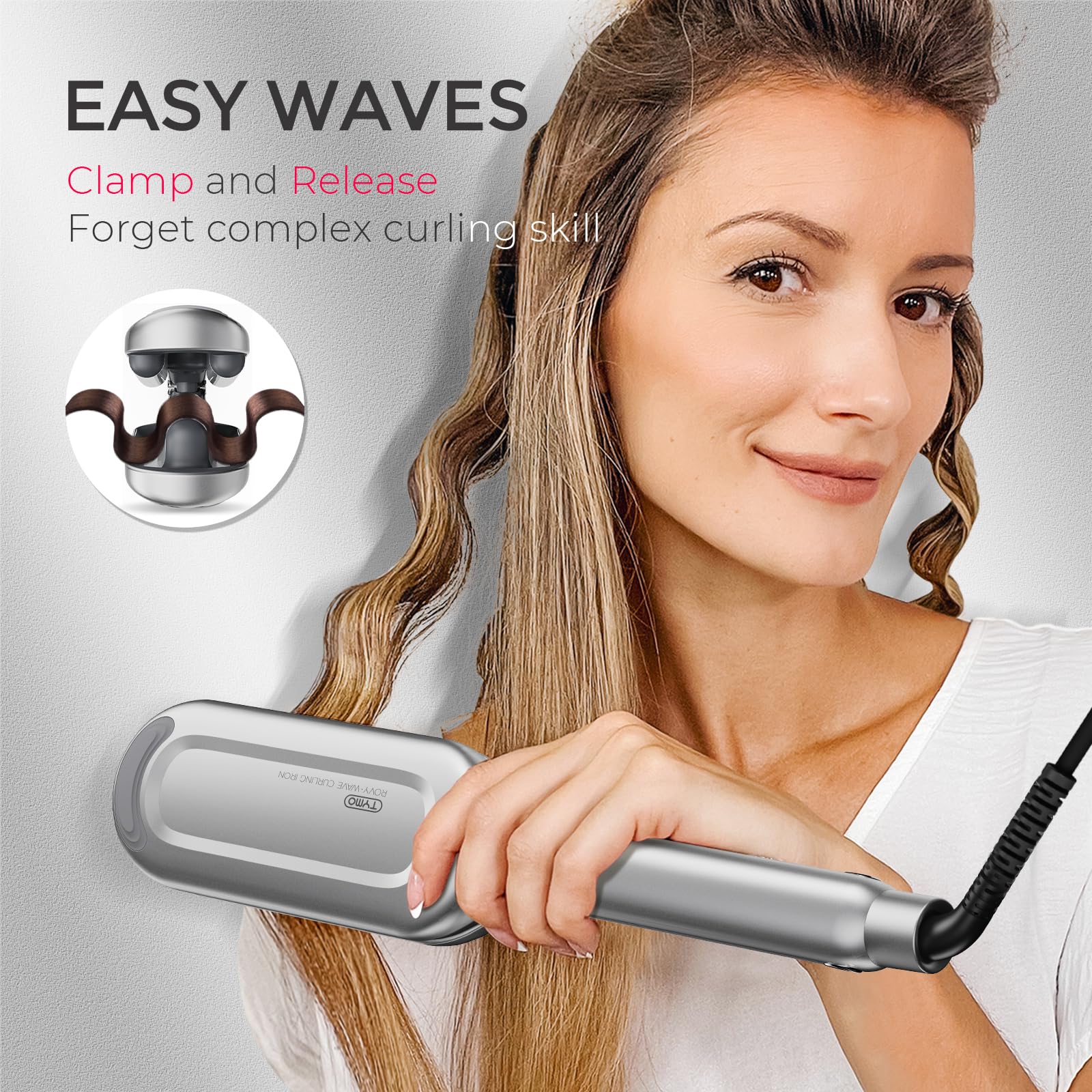 TYMO ROVY plate close-up with tourmaline ceramic sheen for reduced frizz