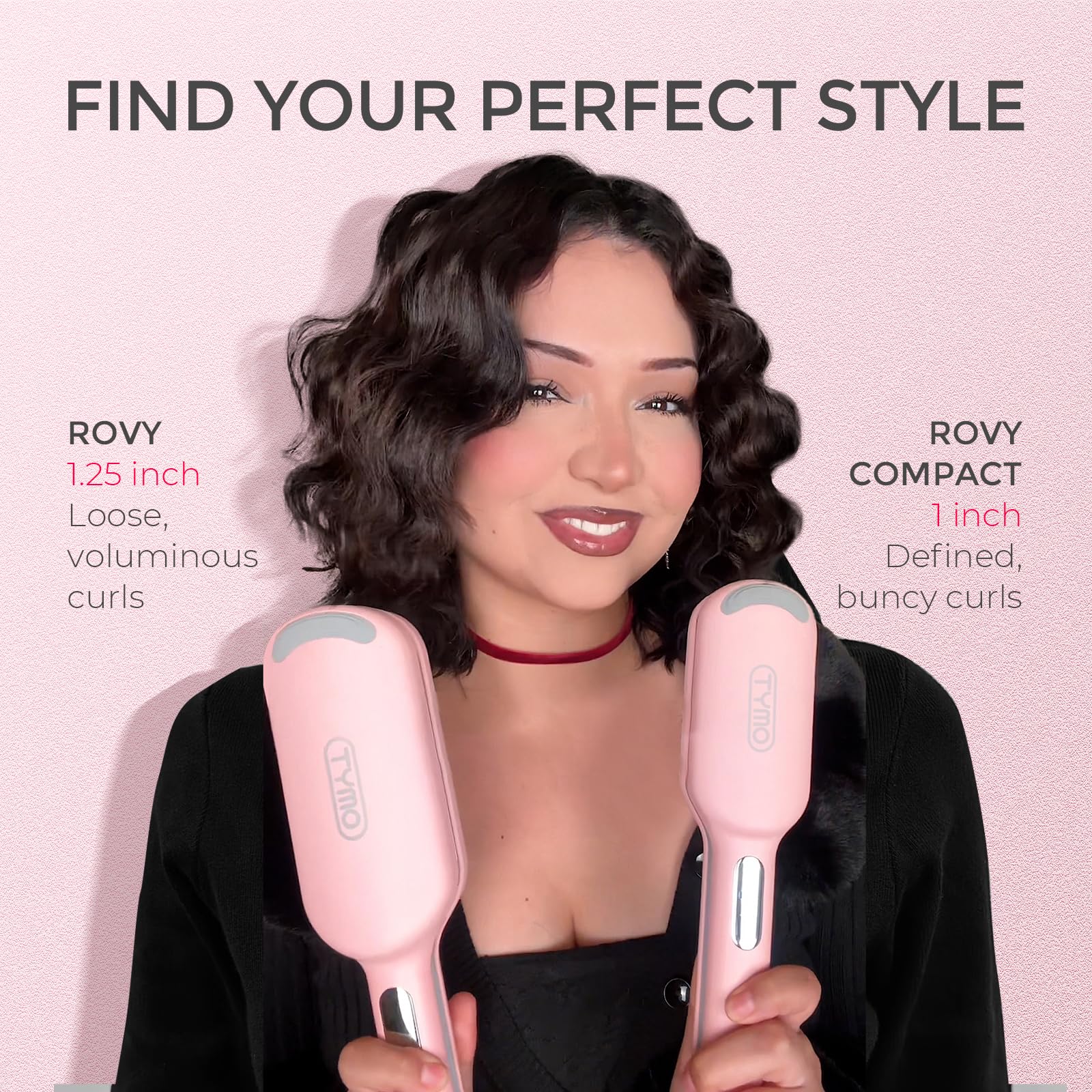 TYMO ROVY finished hair texture showing reduced frizz and glossy waves