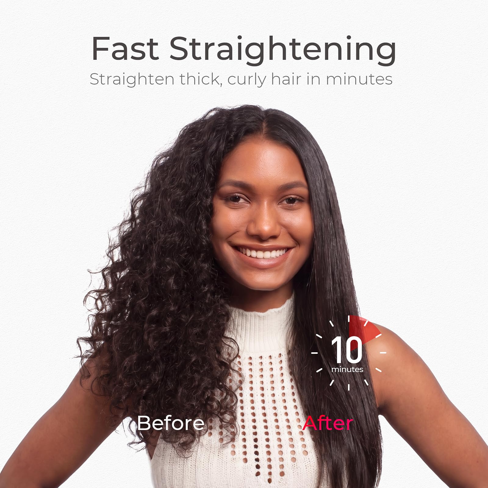 TYMO brush smoothing long hair quickly for a salon-like finish
