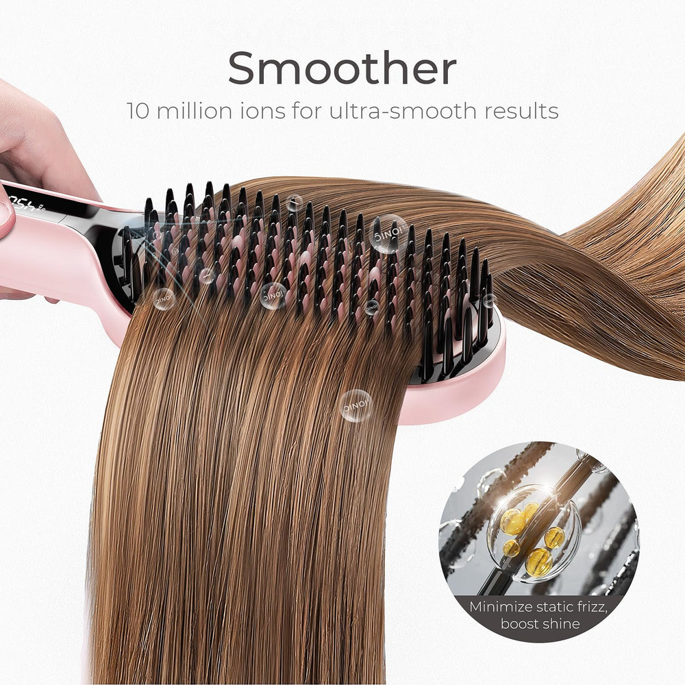 TYMO brush next to common items to show compact travel-friendly size