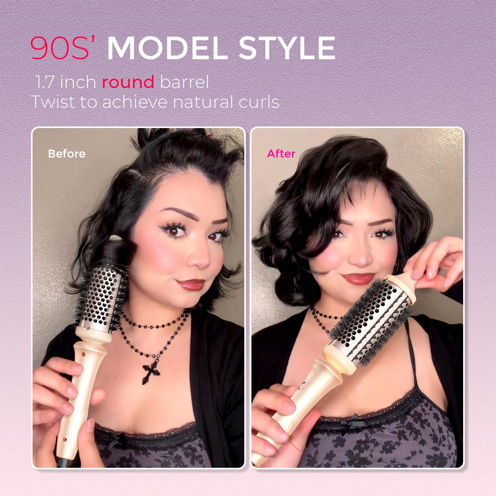 TYMO brush in use creating voluminous blowout for quick salon results