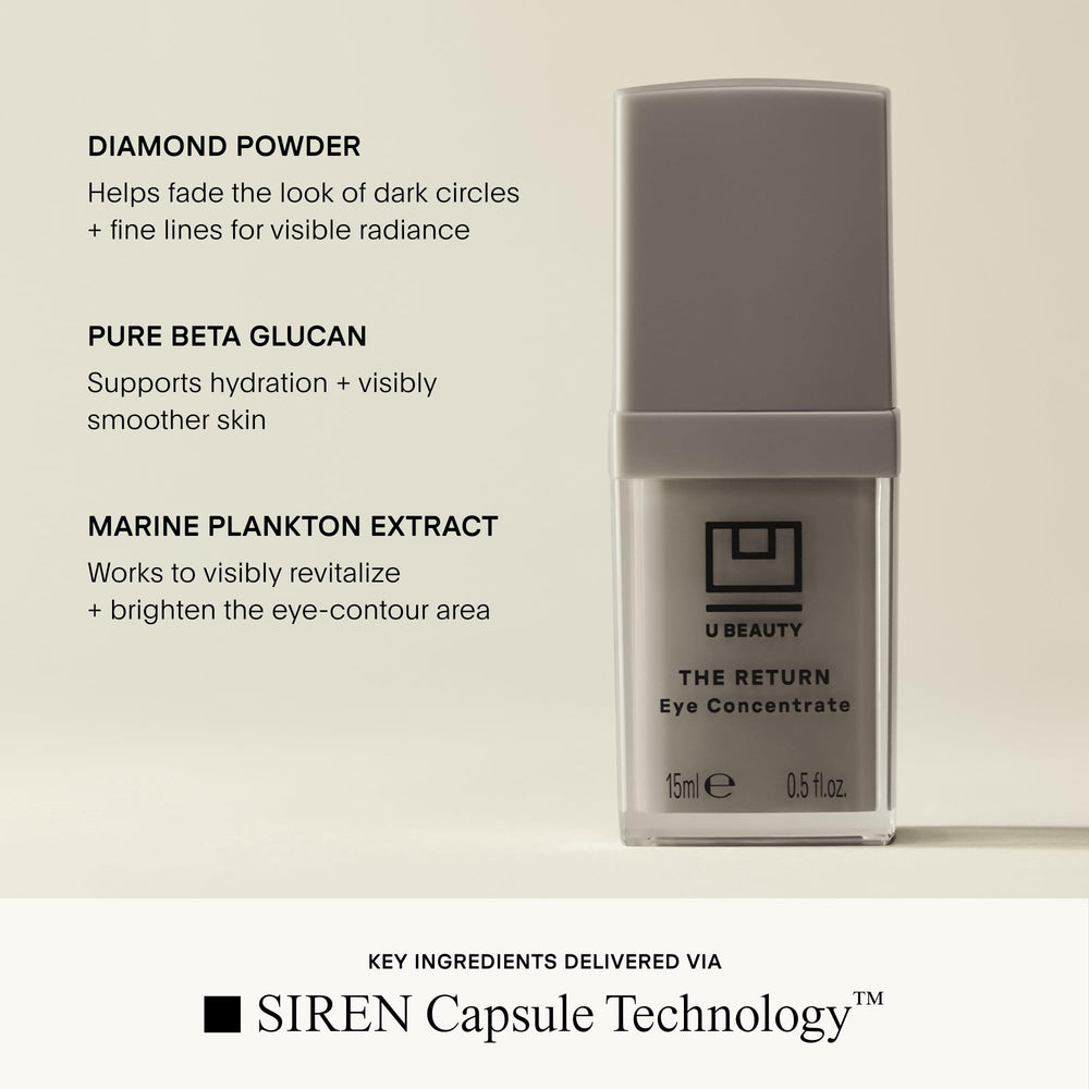 U Beauty key ingredients laid out to highlight peptides and marine plankton benefits