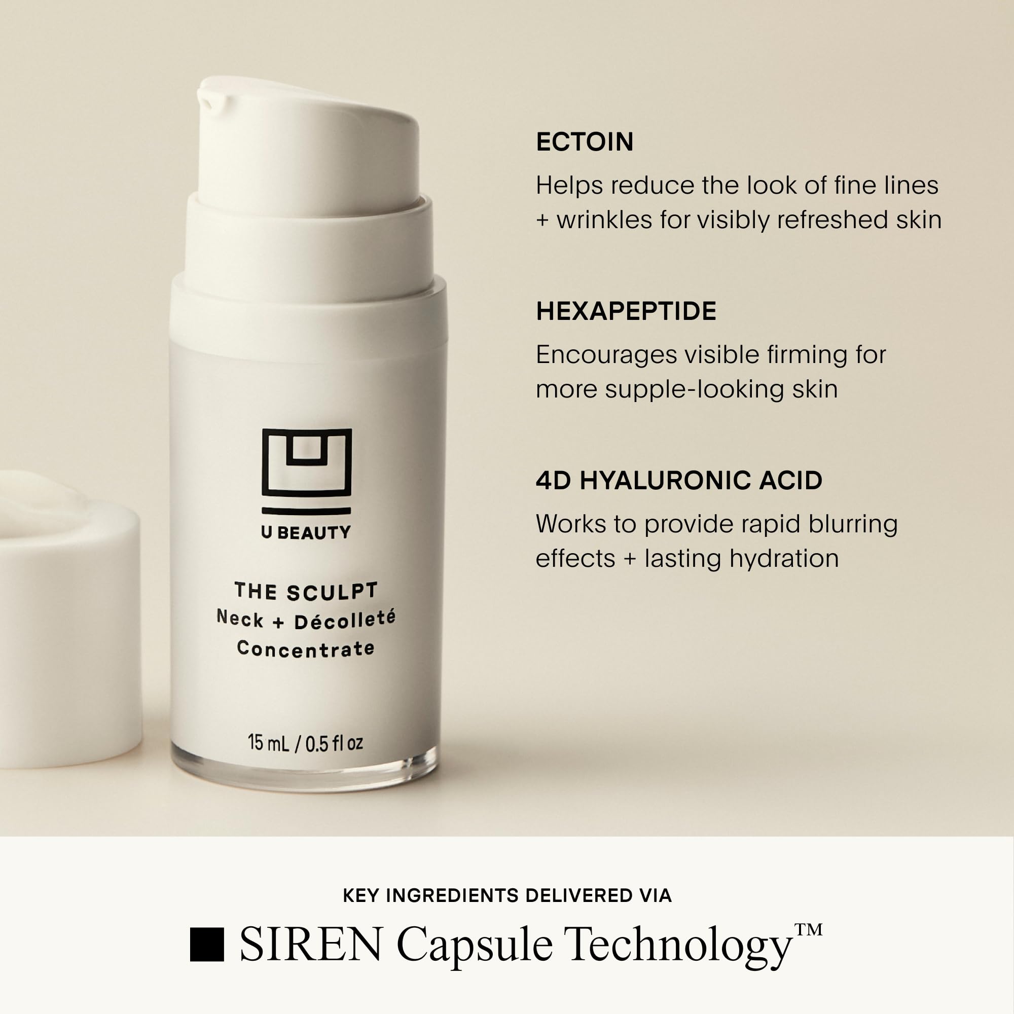 U Beauty SIREN capsule closeup illustrating protected antioxidant delivery