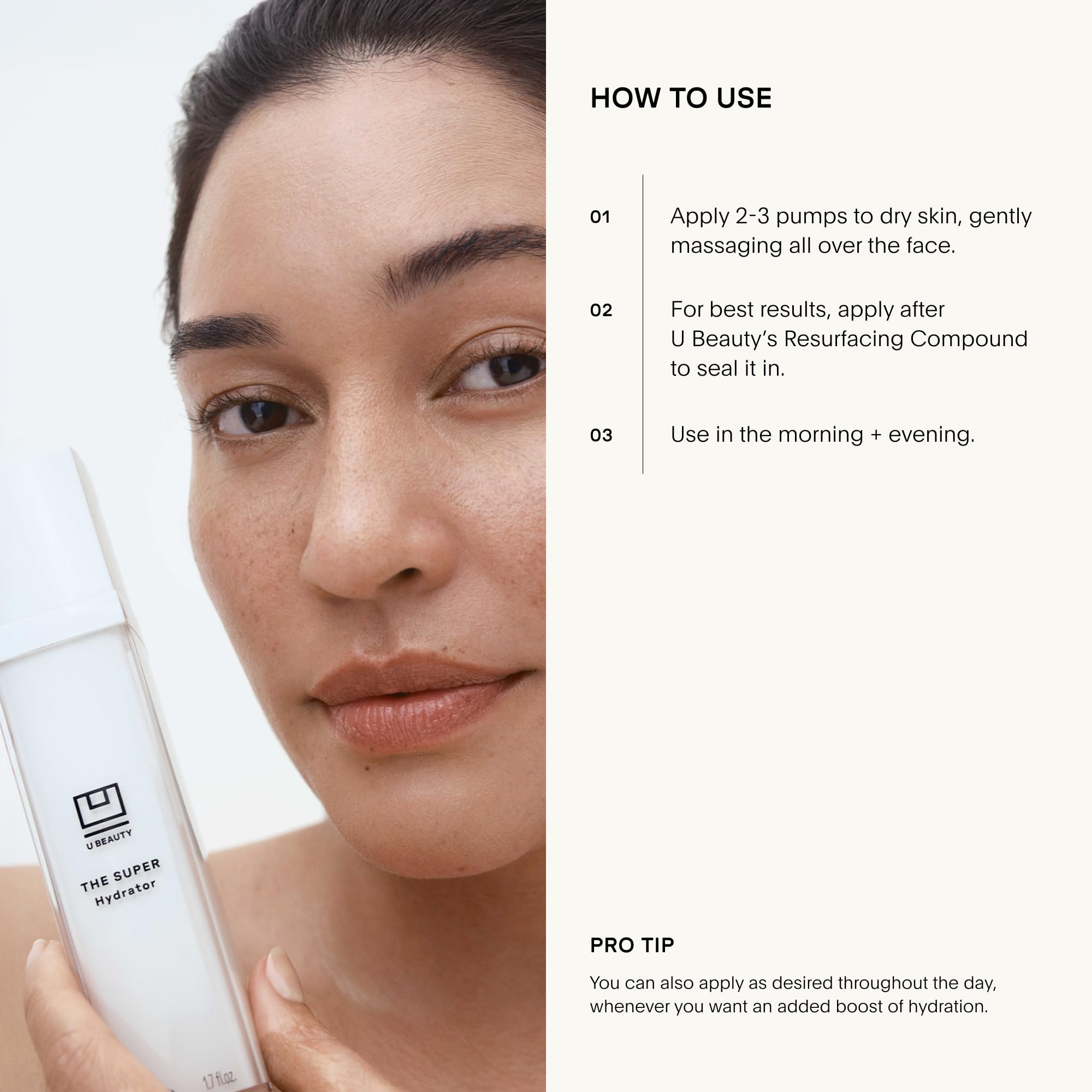 U Beauty grapeseed and argan oil ingredients emphasizing nourishing benefits