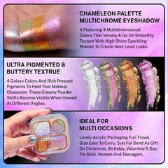 UCANBE close-up of palette pans highlighting reflective pigments and smooth finish