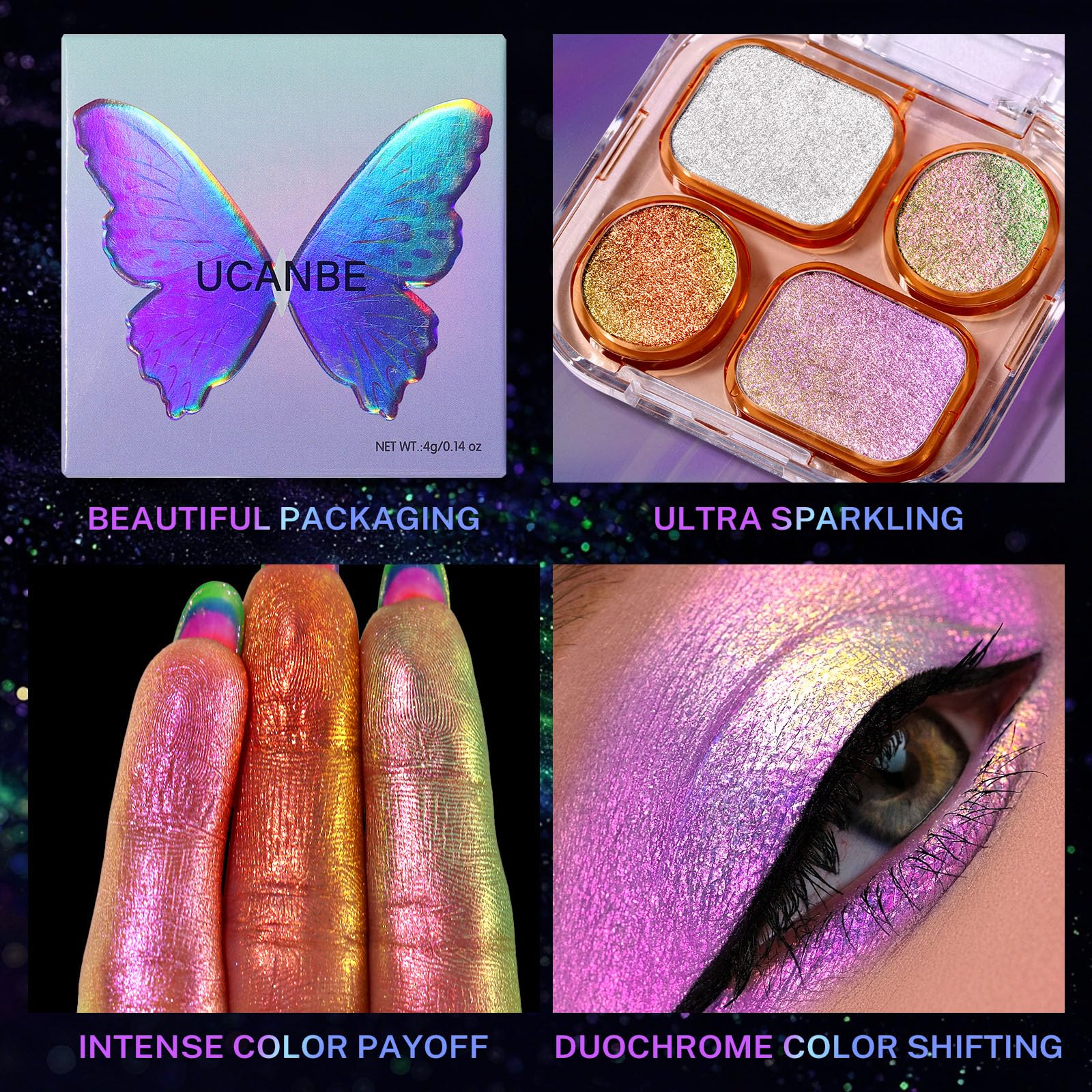 UCANBE palette beside common items showing compact travel-friendly size and convenience