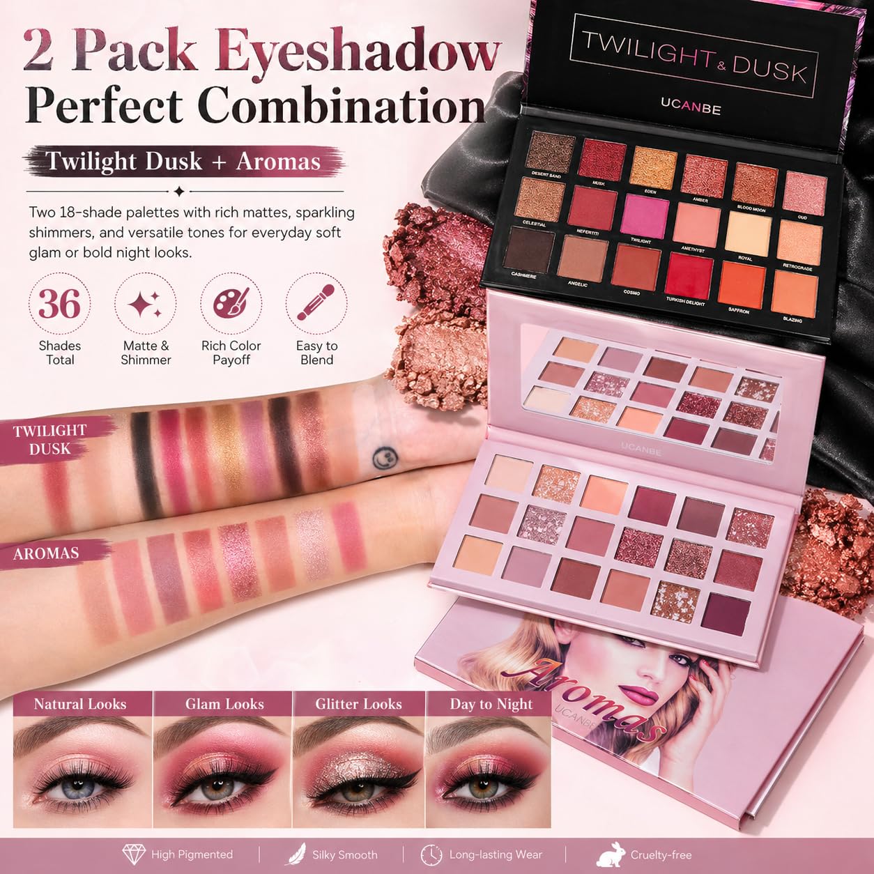 UCANBE two palettes side-by-side demonstrating complementary color combinations and variety