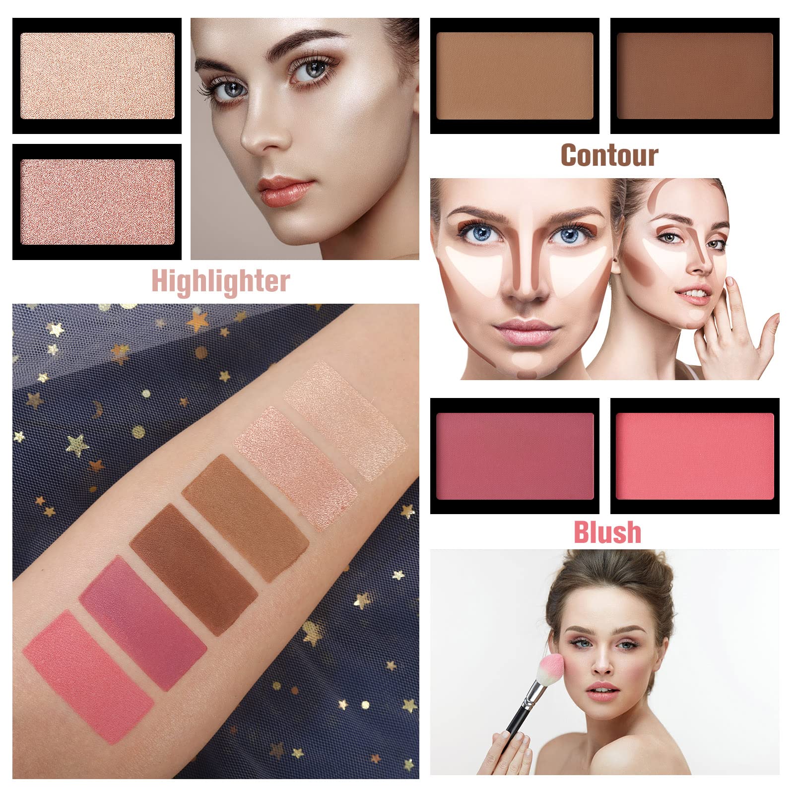UCANBE face pans with blush and contour visible for cheek shaping and highlighting
