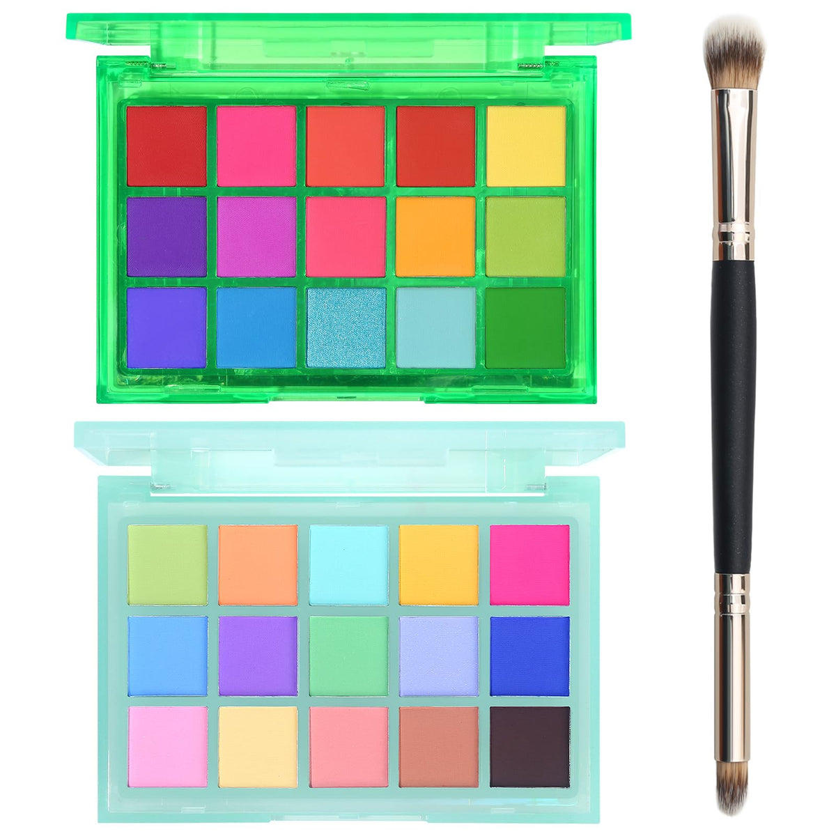 UCANBE front packaging showing both palettes and clear acrylic case for easy shade viewing