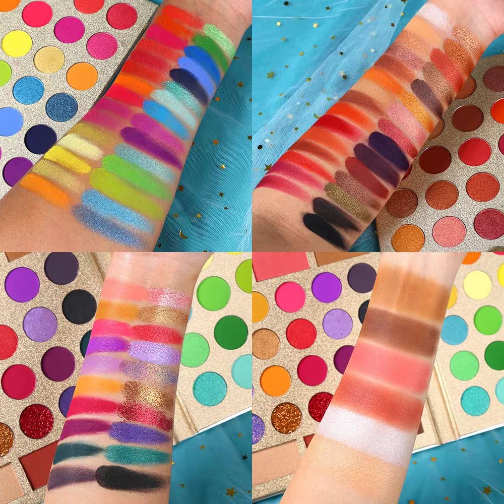 UCANBE glitter and shimmer eyeshadows swatched to show intense shine