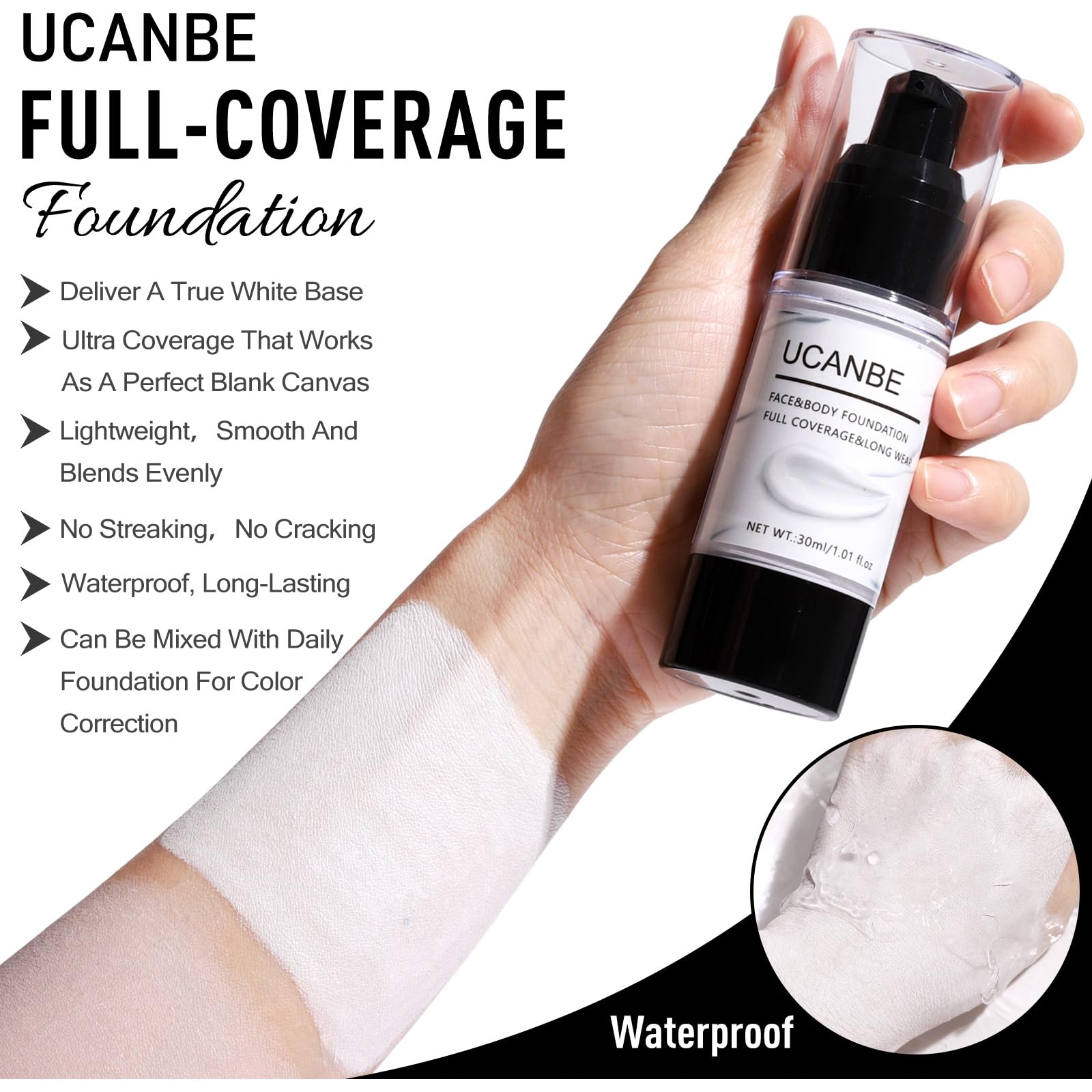 UCANBE matte red liquid lipstick and black eyeliner pen demonstrating precise application