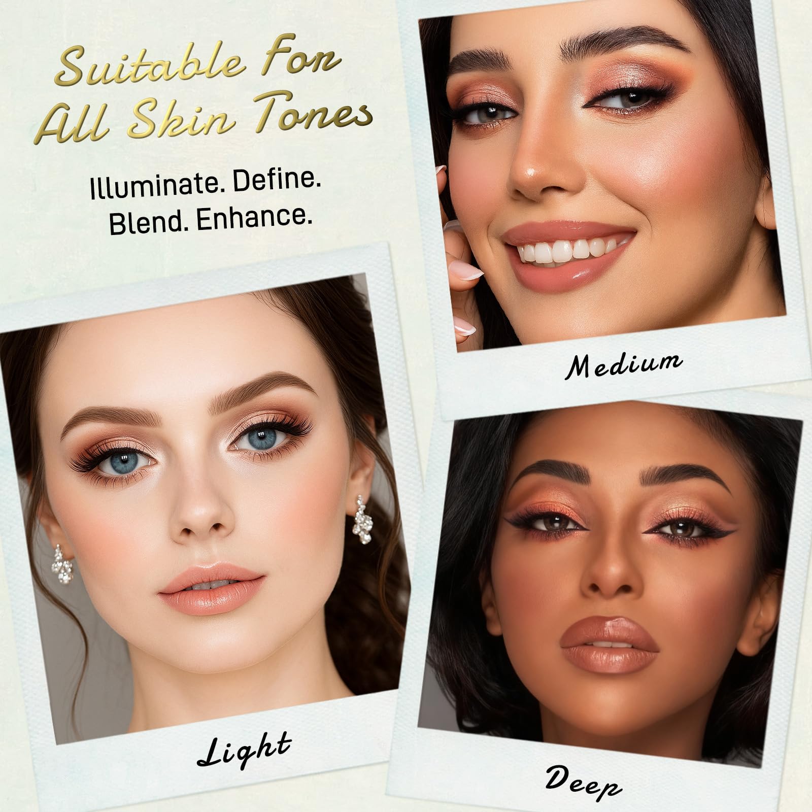 UCANBE applied on model showing full-face look created from single palette for day-to-night wear