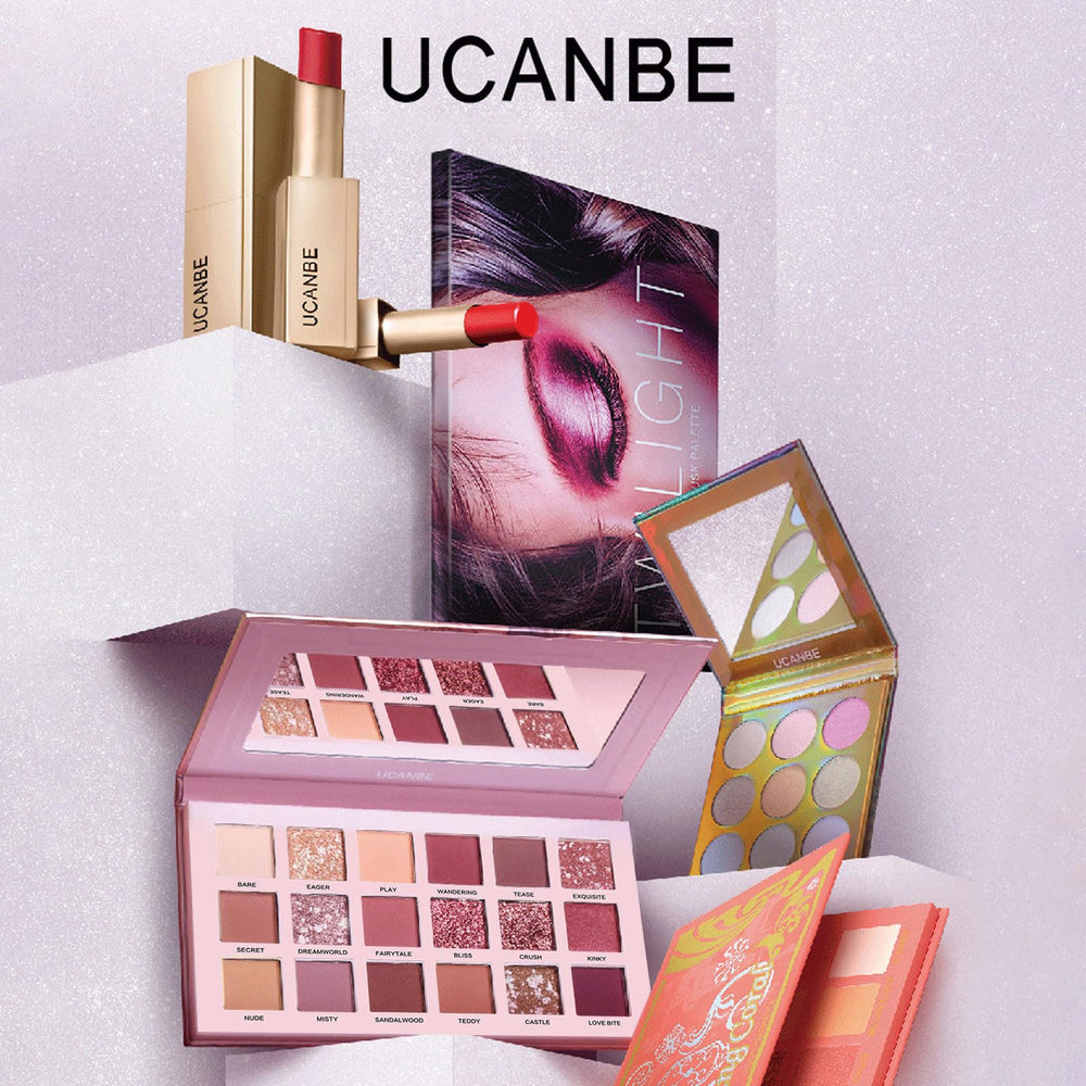 UCANBE swatched mattes showing velvety texture and blendable pigmentation benefits