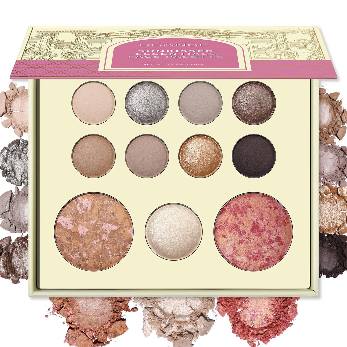 UCANBE palette front open showing coordinated shades and travel convenience