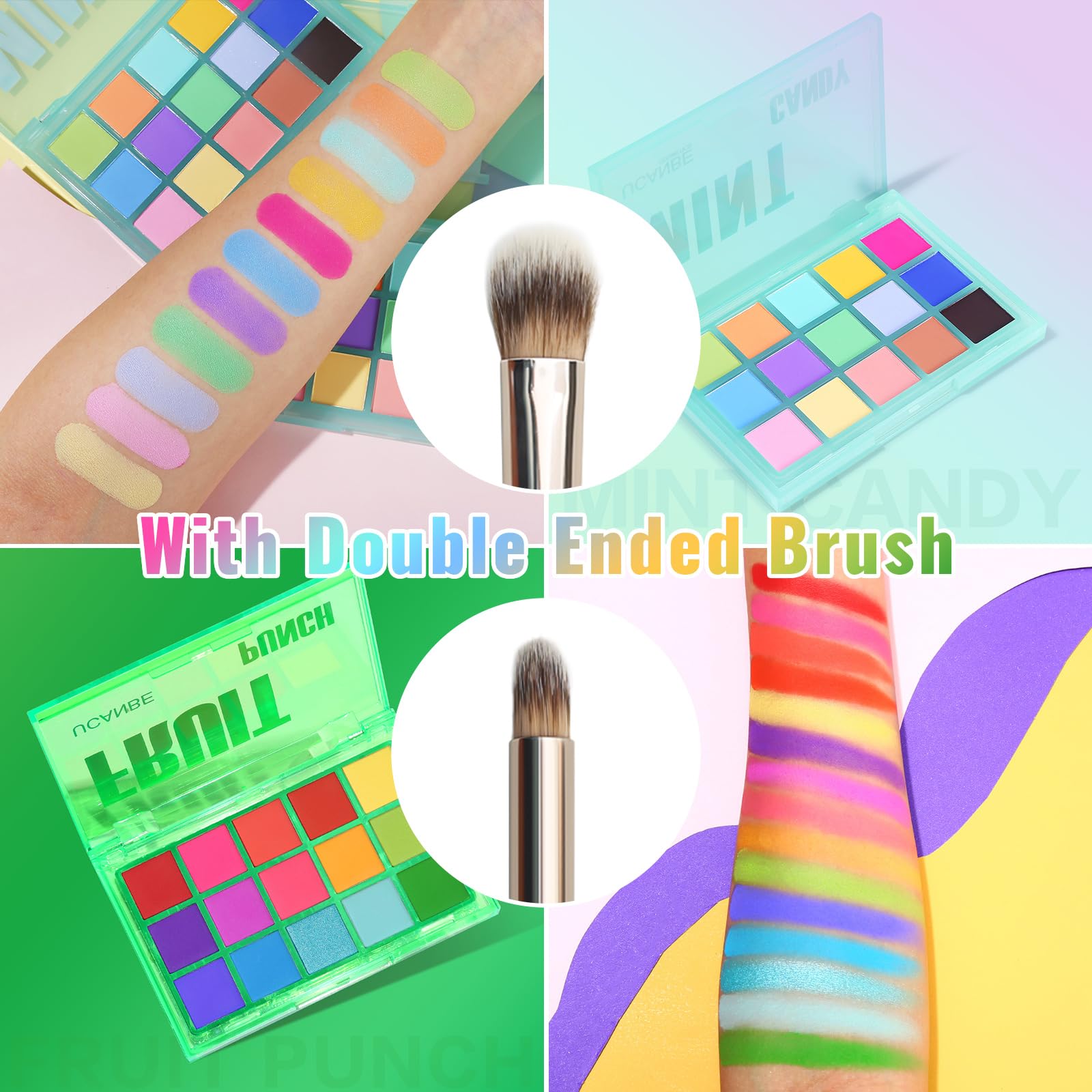 UCANBE palettes in a makeup bag lifestyle scene for portable, on-the-go touchups