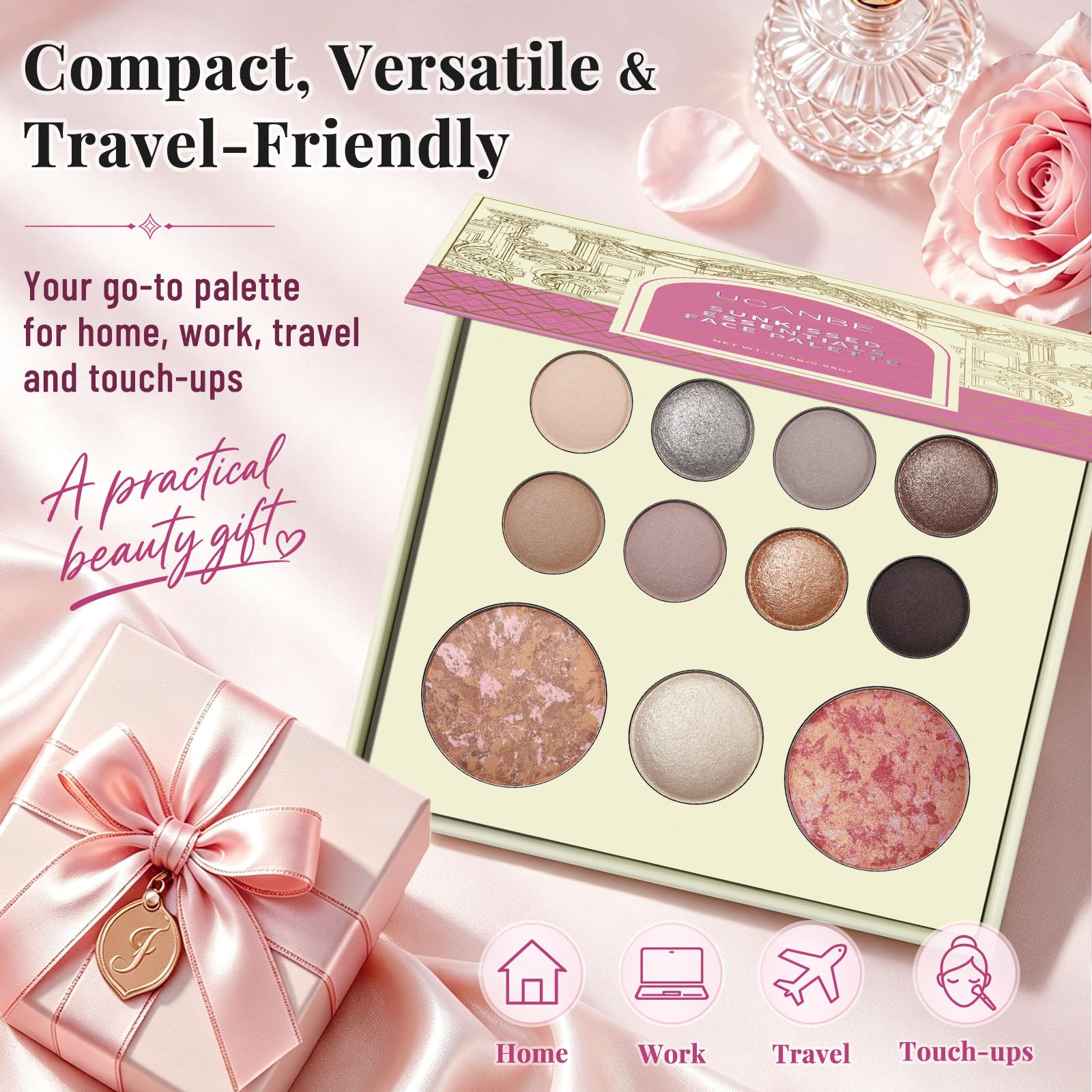 UCANBE palette held in hand for size comparison and on-the-go practicality