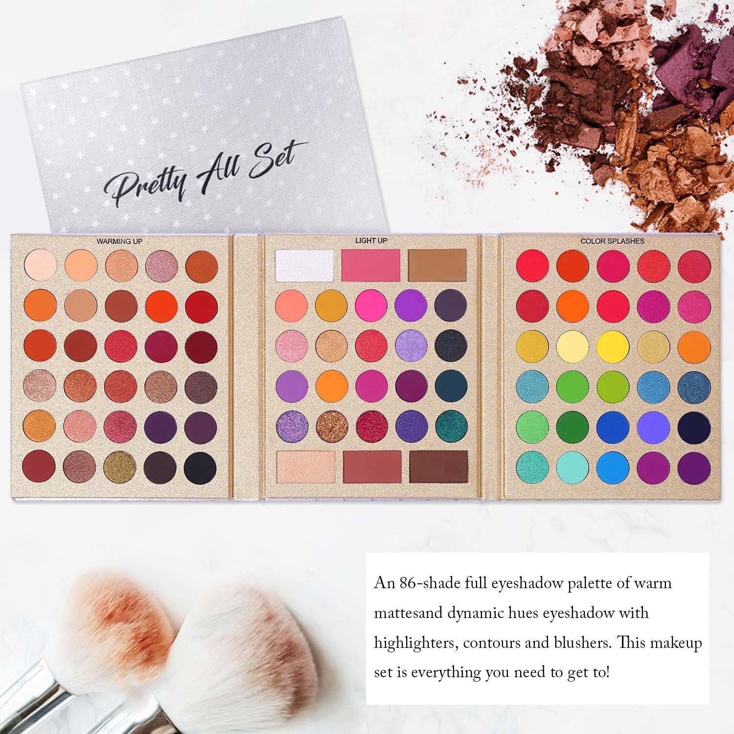 UCANBE close-up of shadow pans highlighting texture and intense pigment payoff
