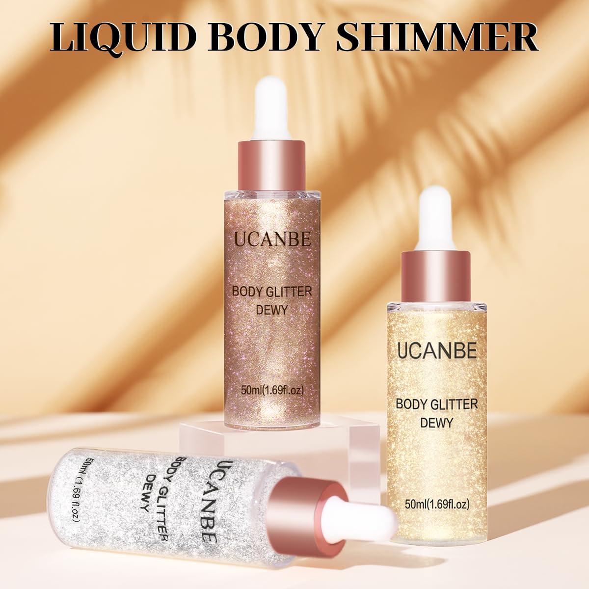 UCANBE size comparison in hand illustrating compact bottles and portability