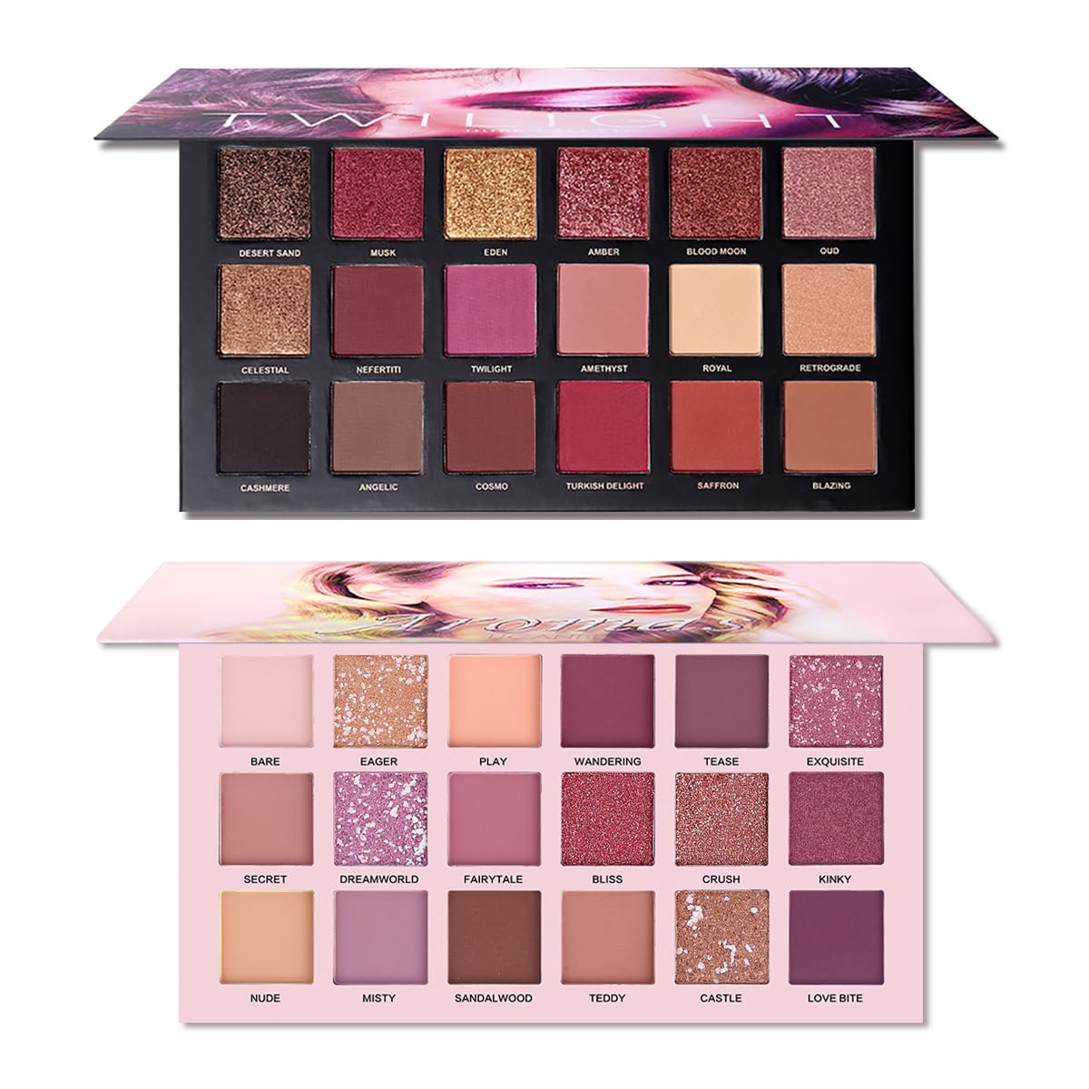 UCANBE Twilight Dusk open palette showing vibrant mattes and shimmers for versatile looks