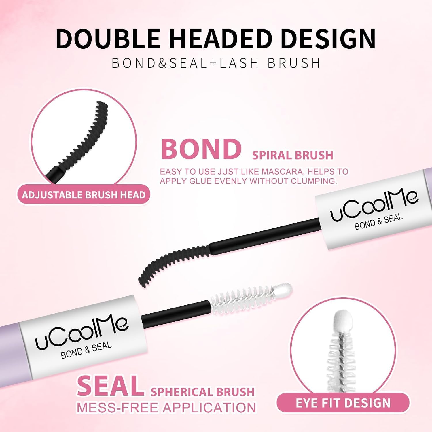 uCoolMe lashes applied on model demonstrating secure, natural-looking hold benefit