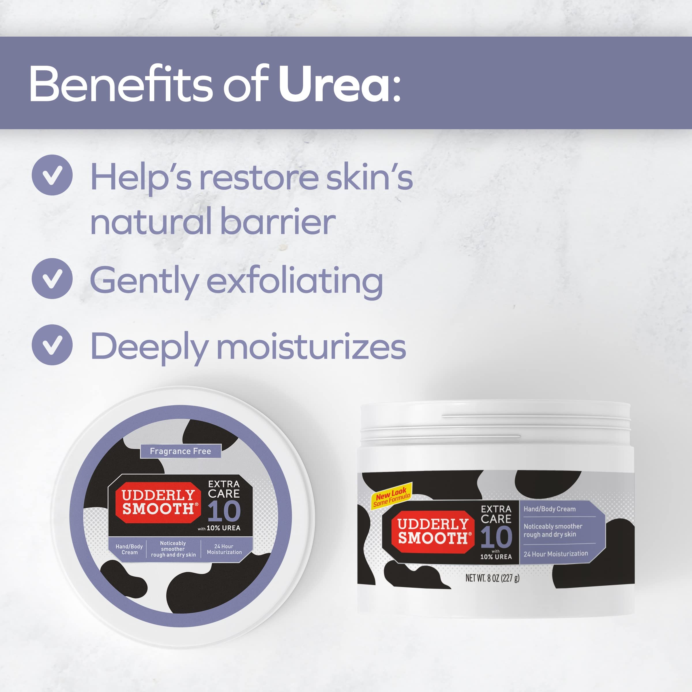Using Udderly Smooth on heels to demonstrate improved softness and smoothing