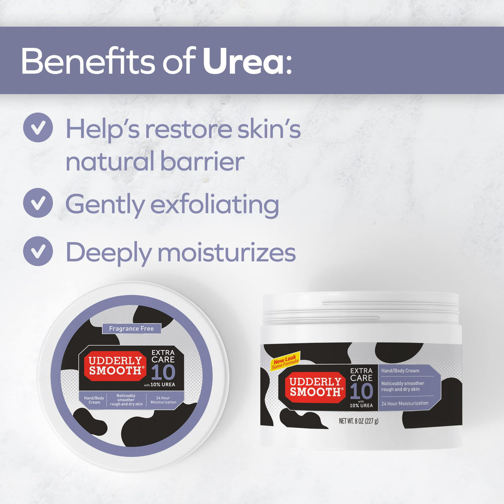 Using Udderly Smooth on heels to demonstrate improved softness and smoothing