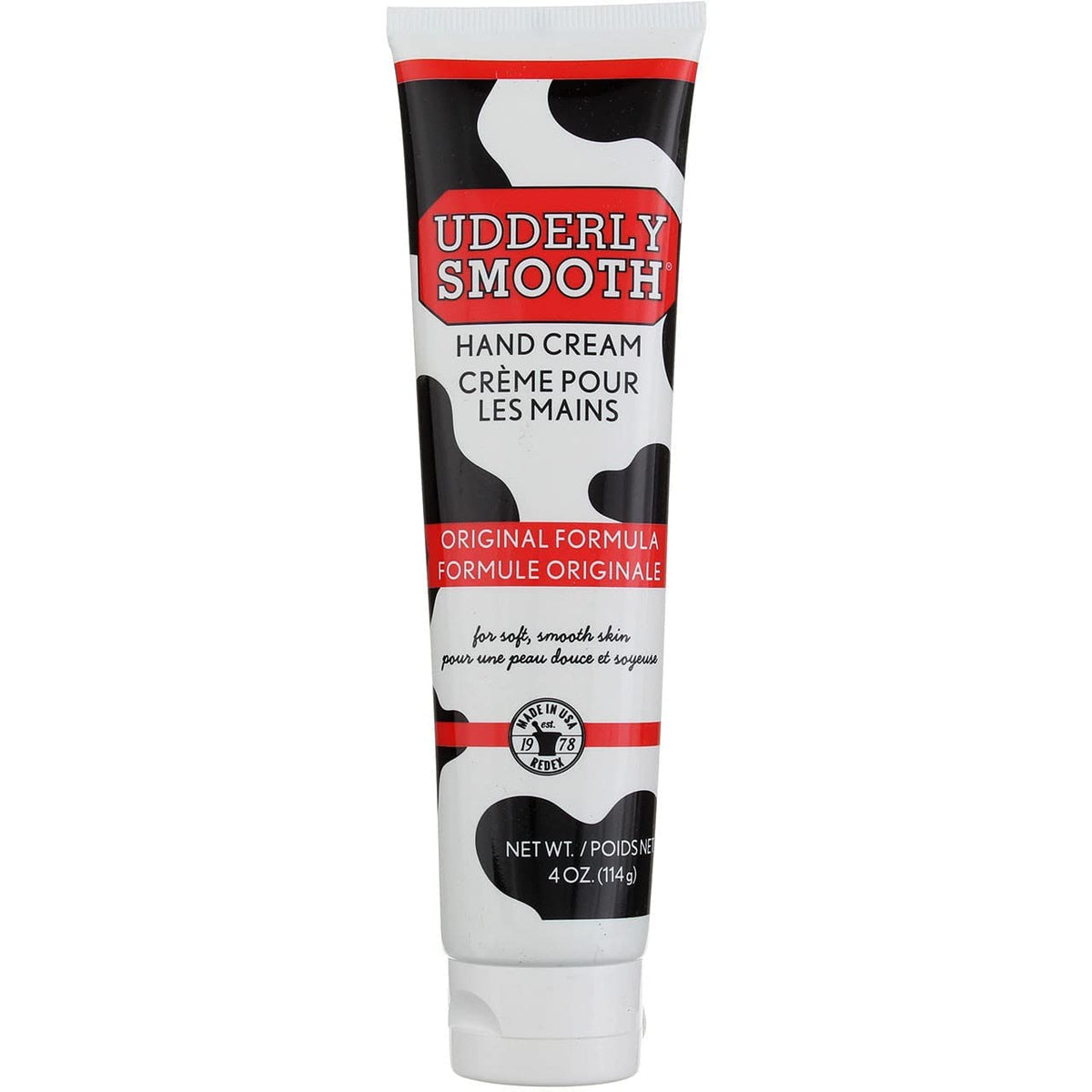 UDDERLY SMOOTH front packaging showing six 4 oz tubes and brand
