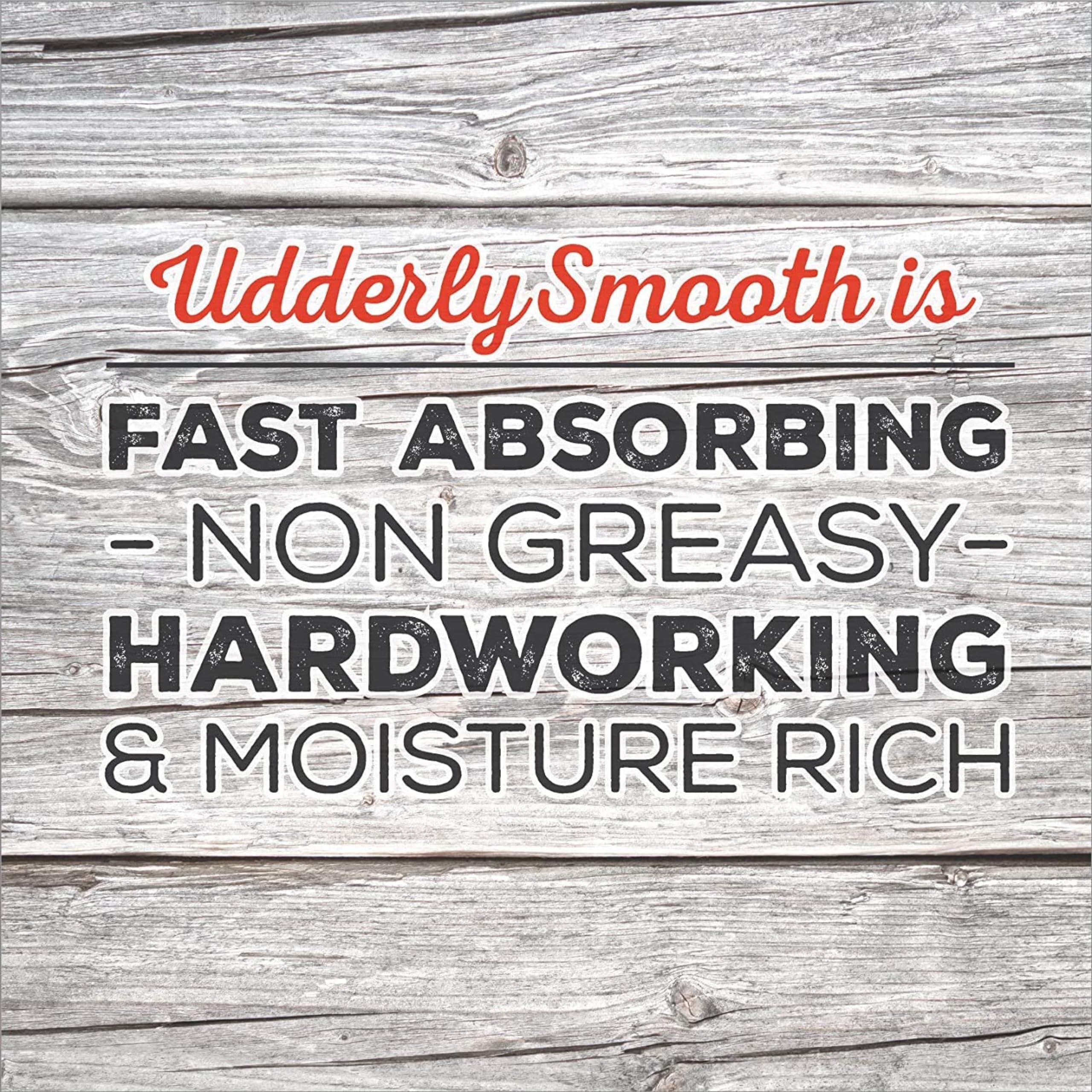 Udderly Smooth cream texture close-up demonstrating smooth, non-greasy consistency