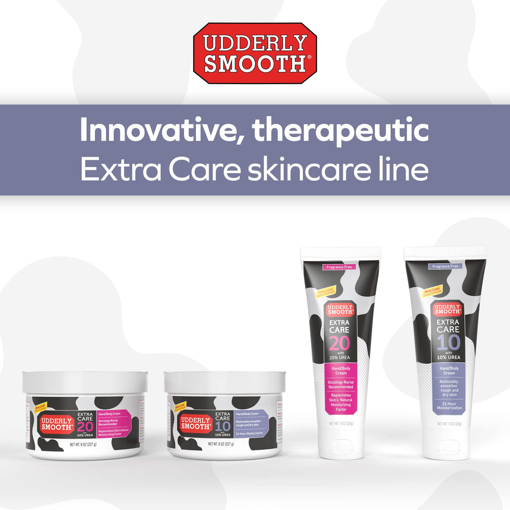 Size comparison of Udderly Smooth 8 fl oz tube for travel-friendly hydration
